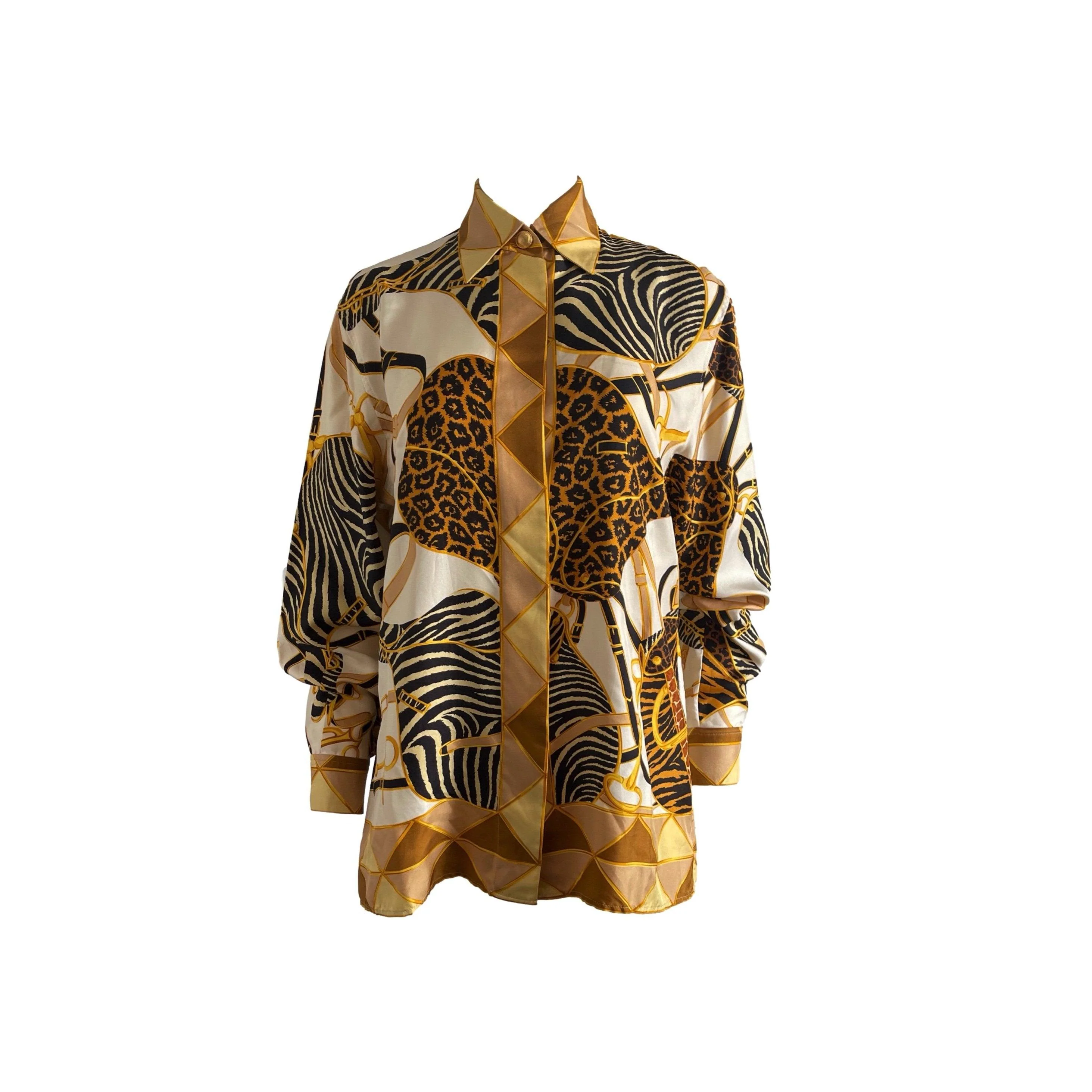 Gucci Cheetah Print Silk Button Down