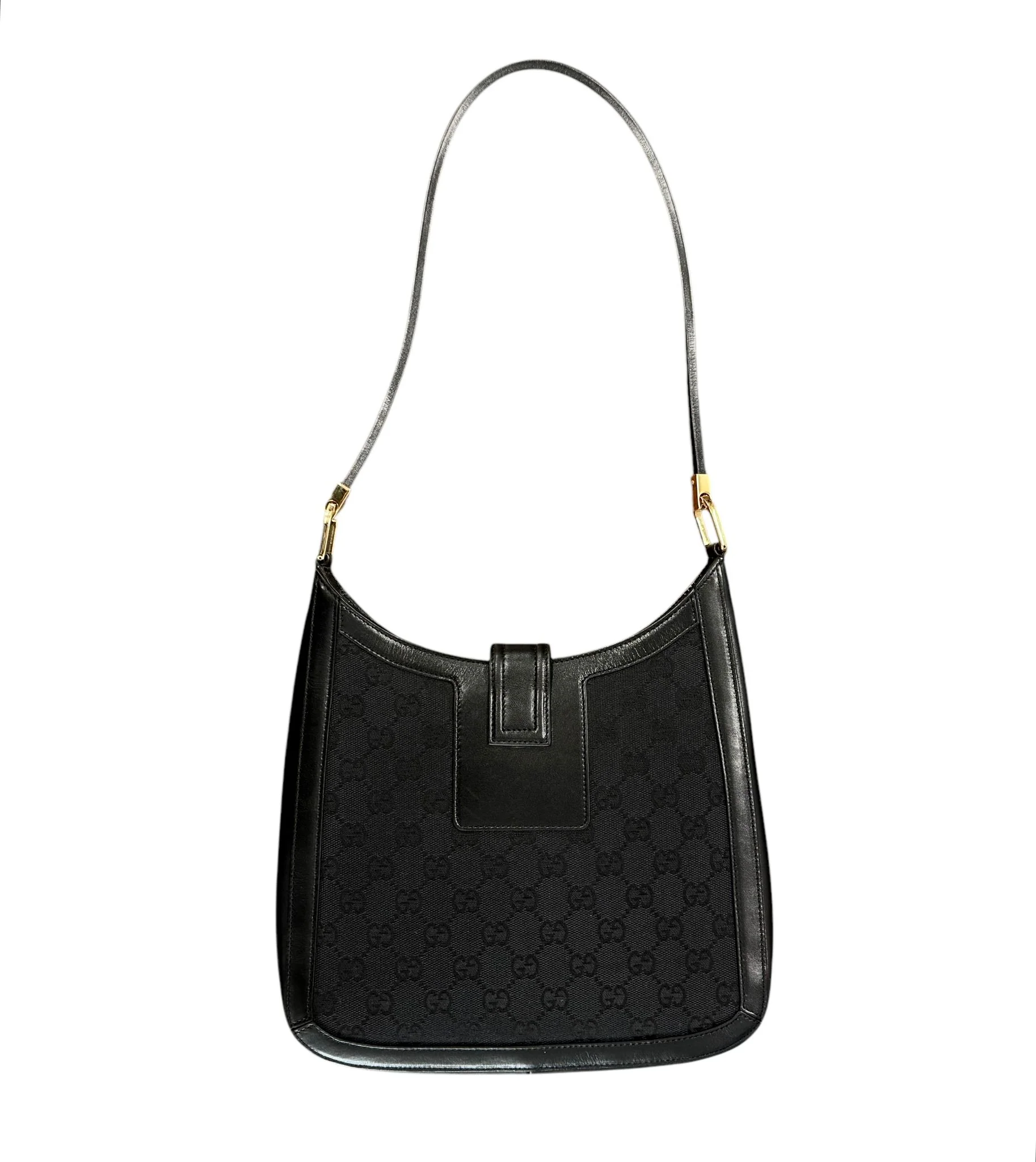 Gucci Black Canvas Logo Shoulder Bag - Image 2