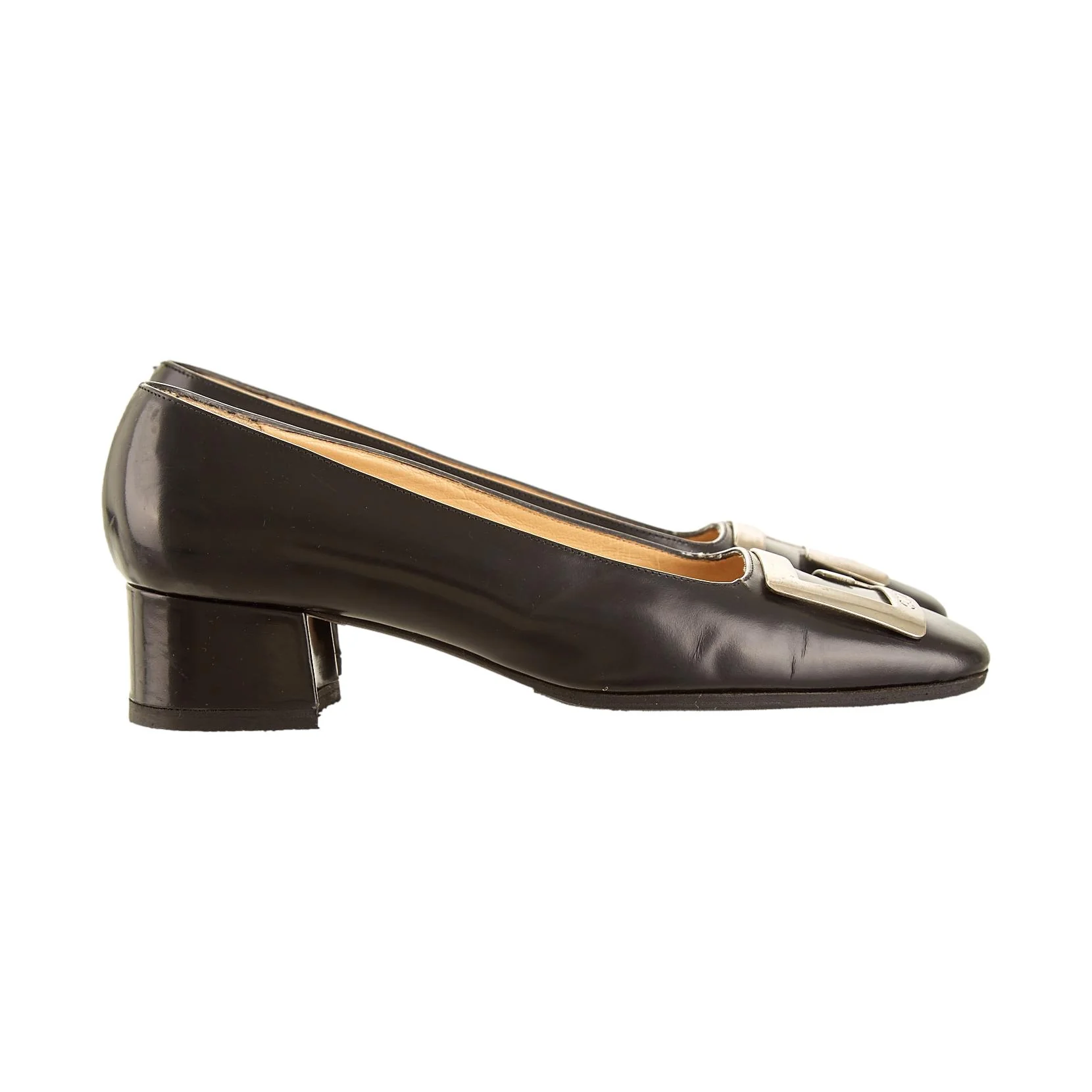 Gucci Black Leather Logo Heels - Image 2
