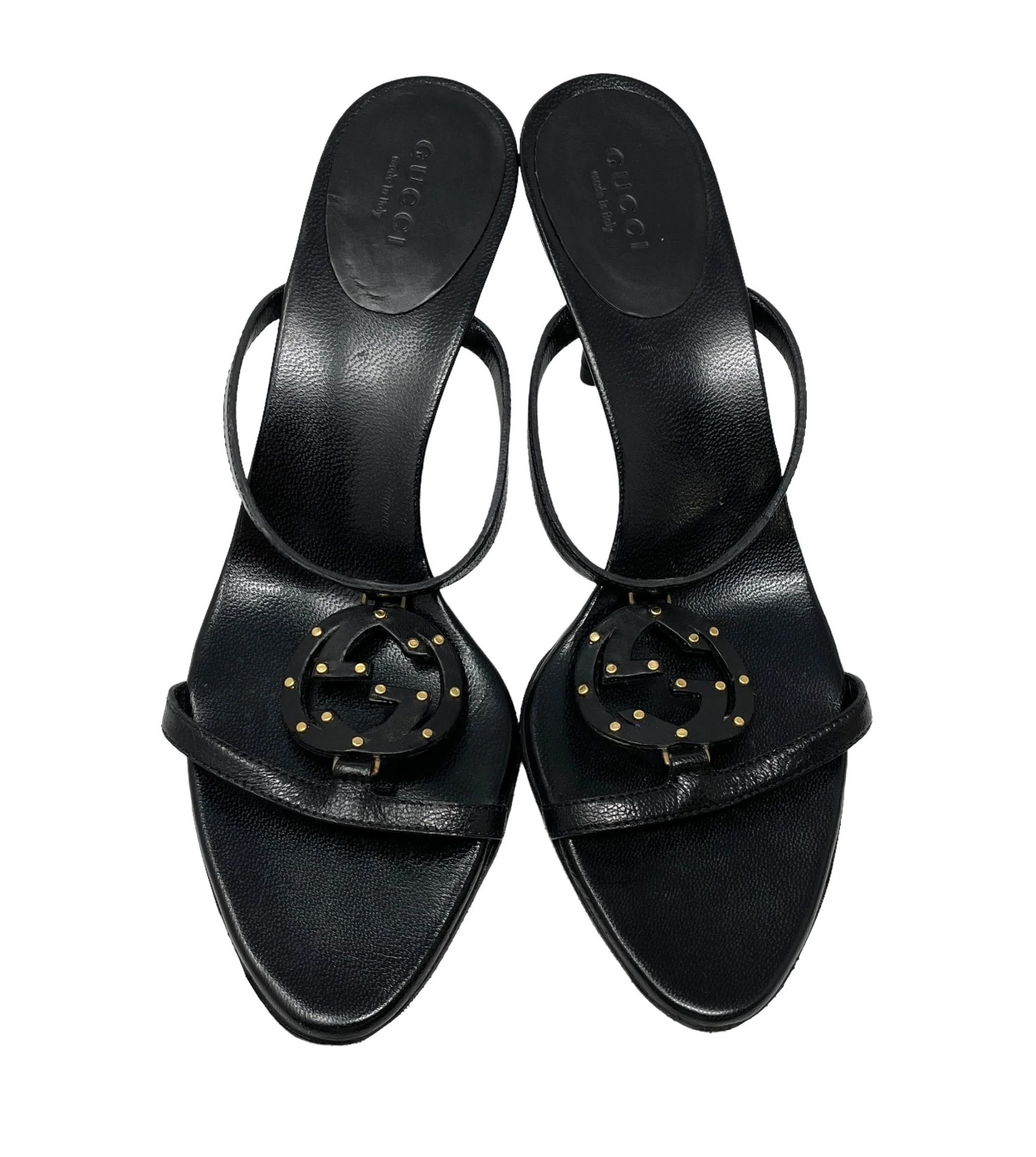 Gucci Black Logo Studded Heels - Image 2