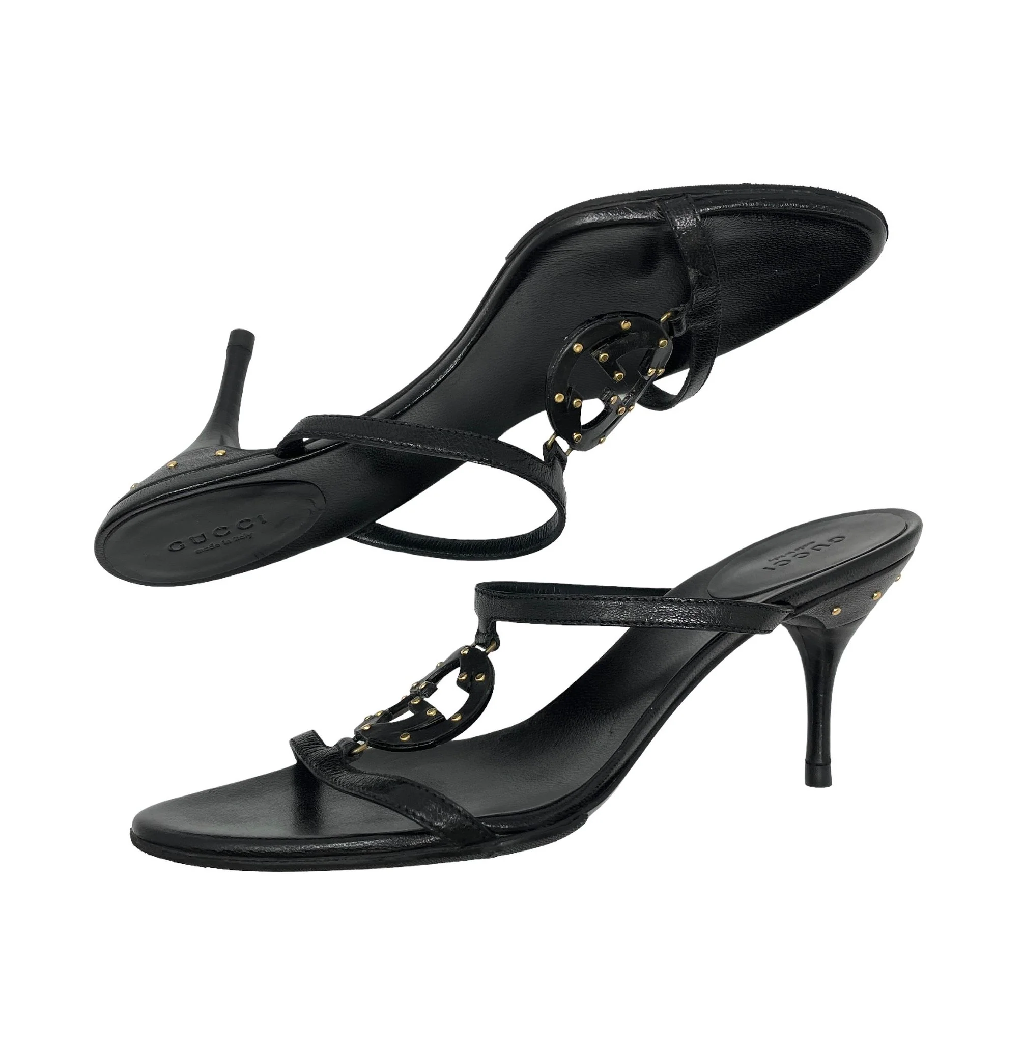 Gucci Black Logo Studded Heels - Image 4