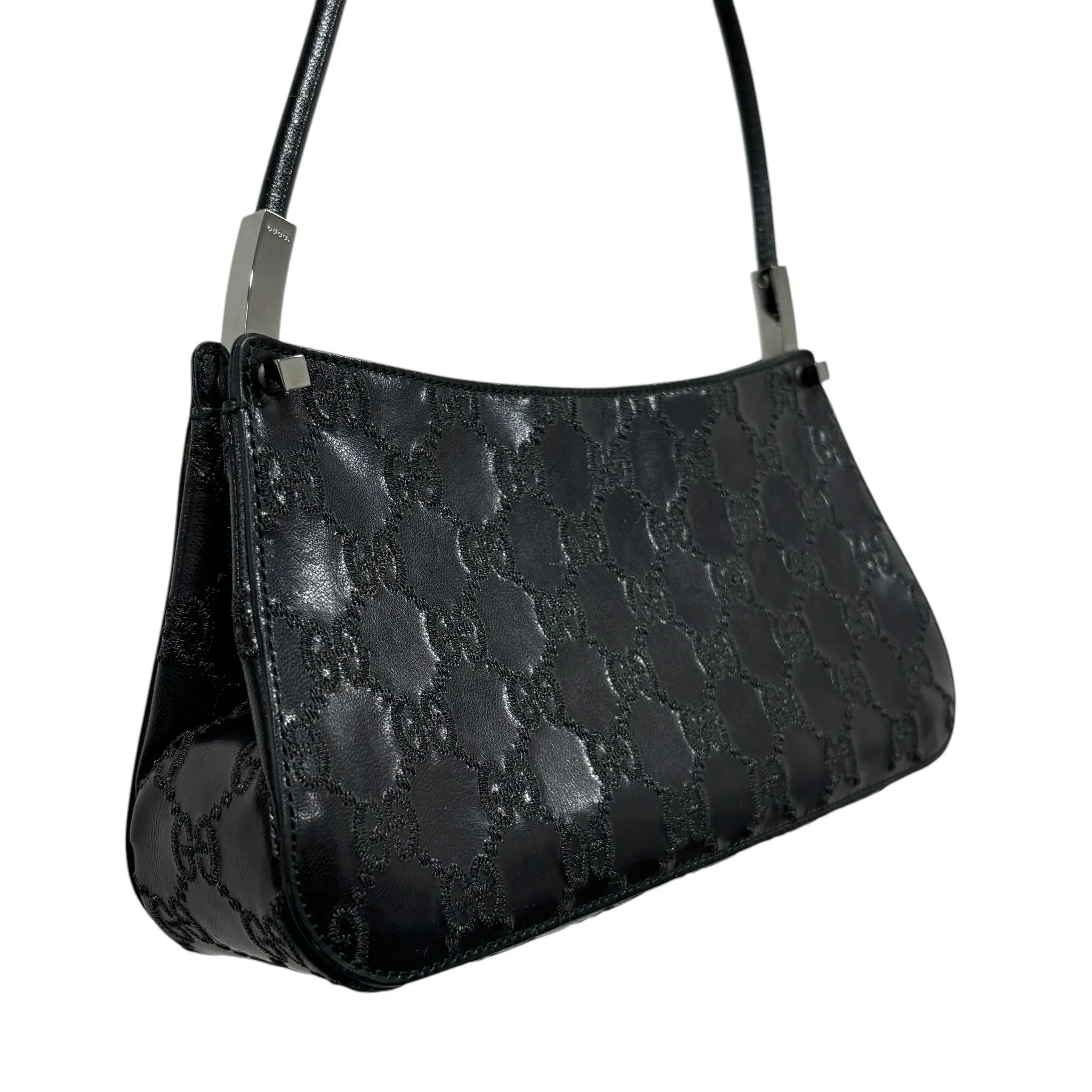 Gucci Black Raised Logo Shoulder Bag - Image 4