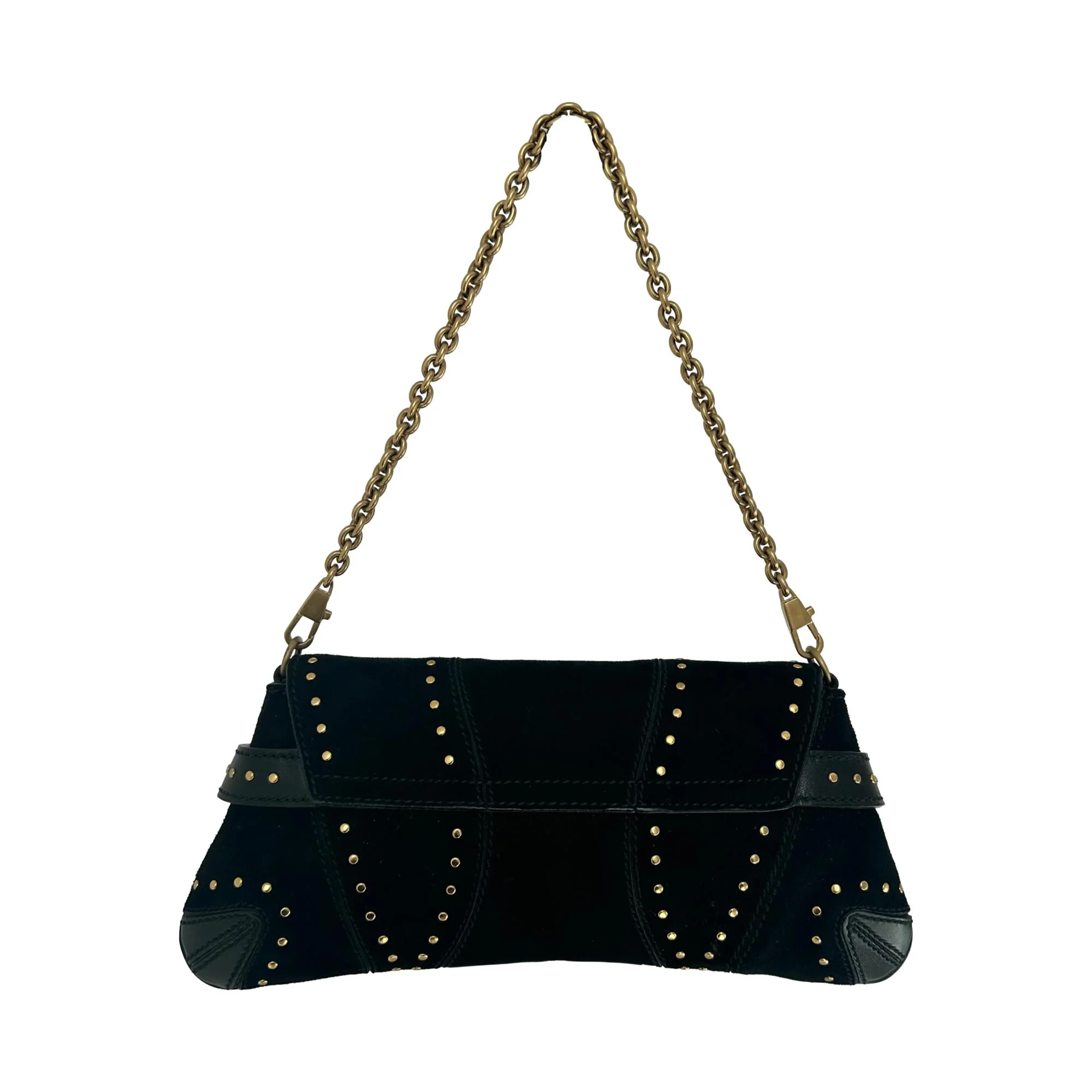Gucci Black Suede Horsebit Chain Bag - Image 2