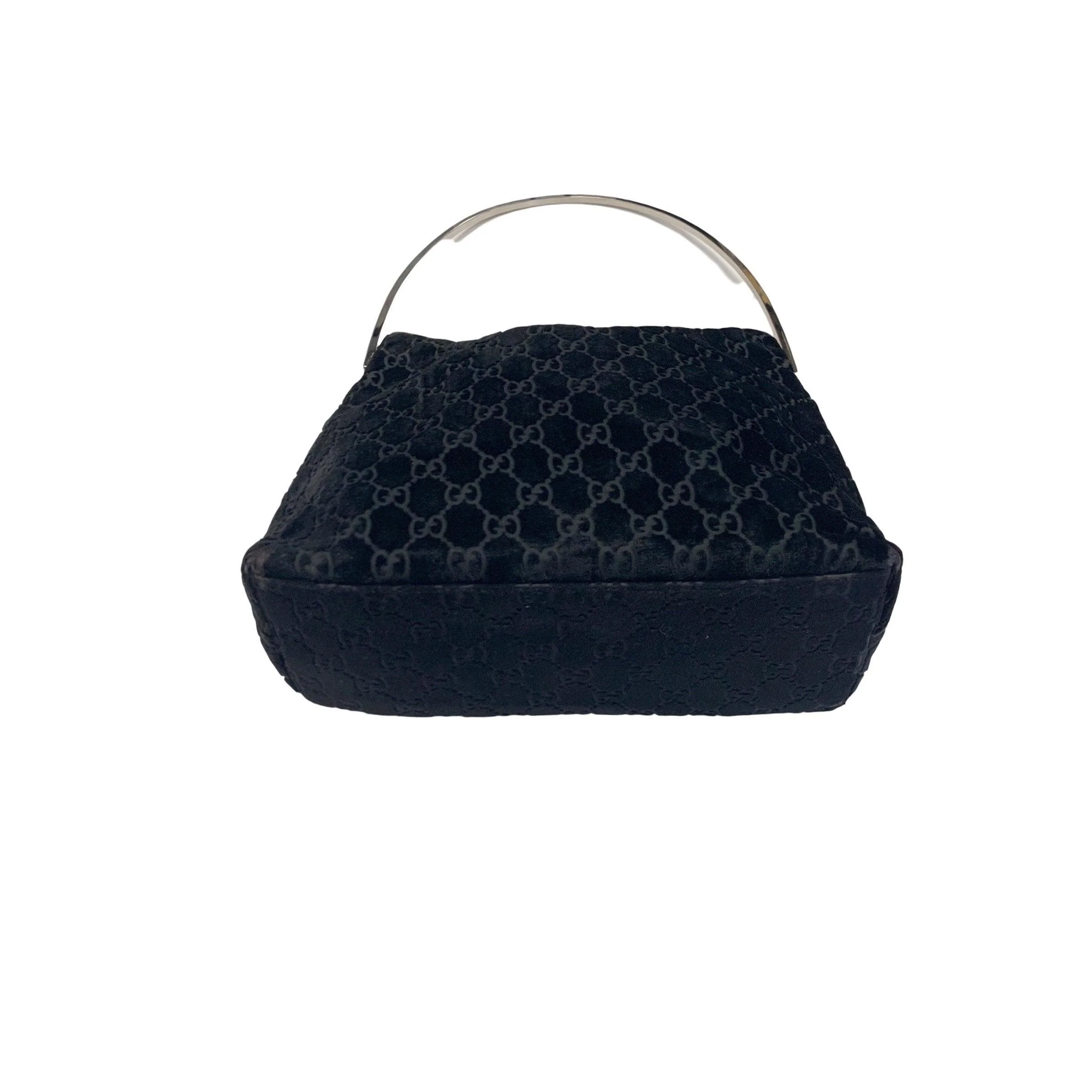 Gucci Black Velvet Logo Metal Handle Bag - Image 2