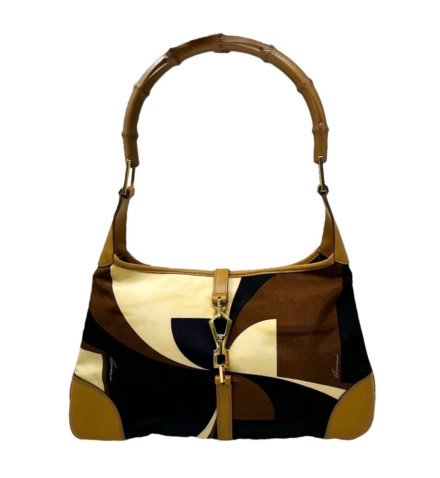 Gucci Brown Geometric Bamboo Bag