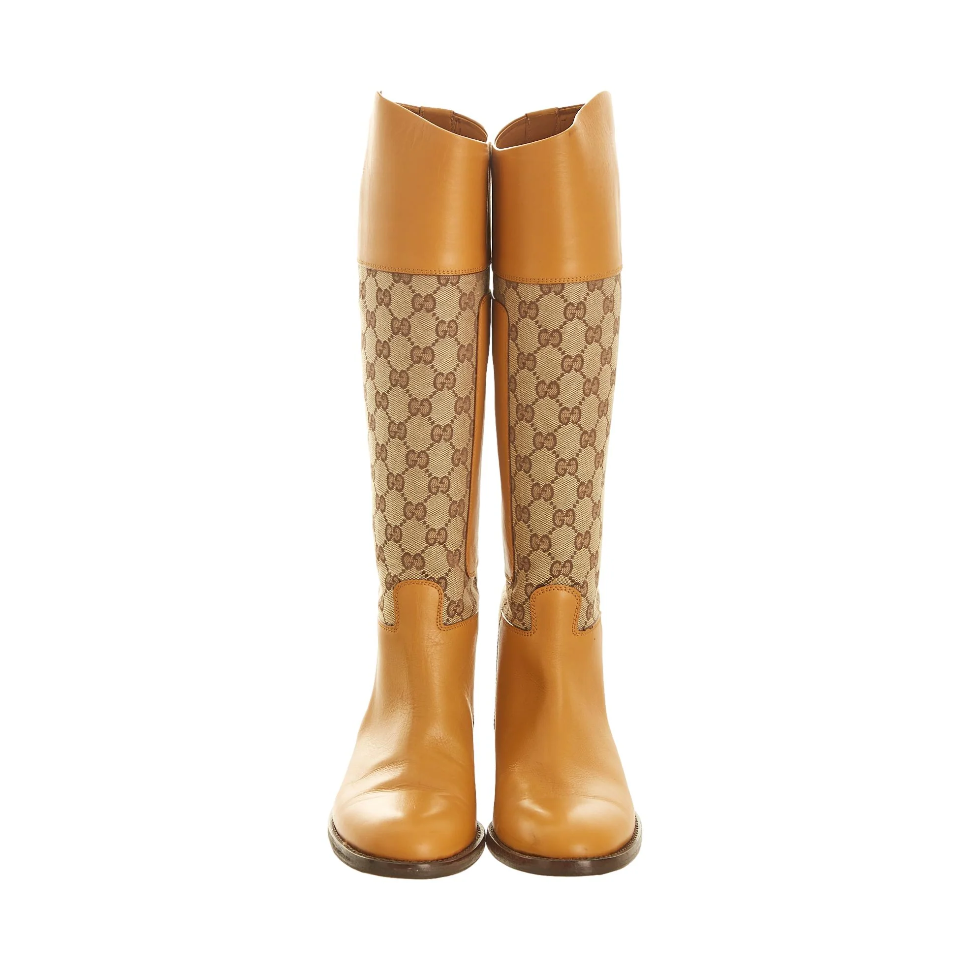 Gucci Brown Logo Equestrian Boots - Image 2