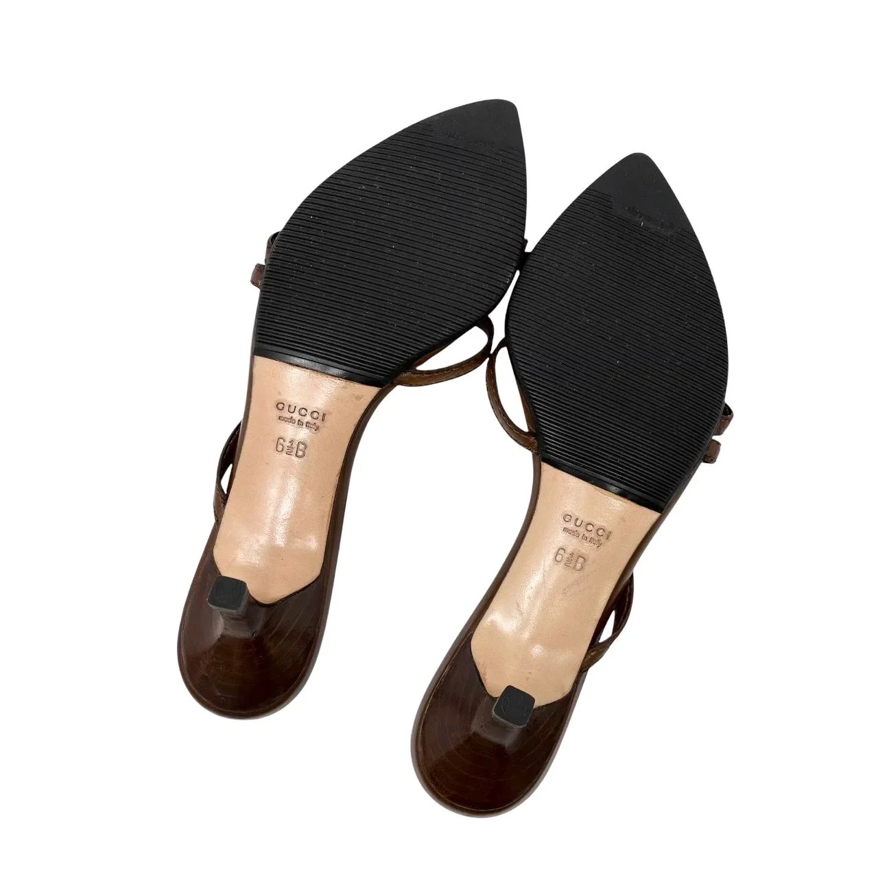 Gucci Brown Logo Strap Heels - Image 4
