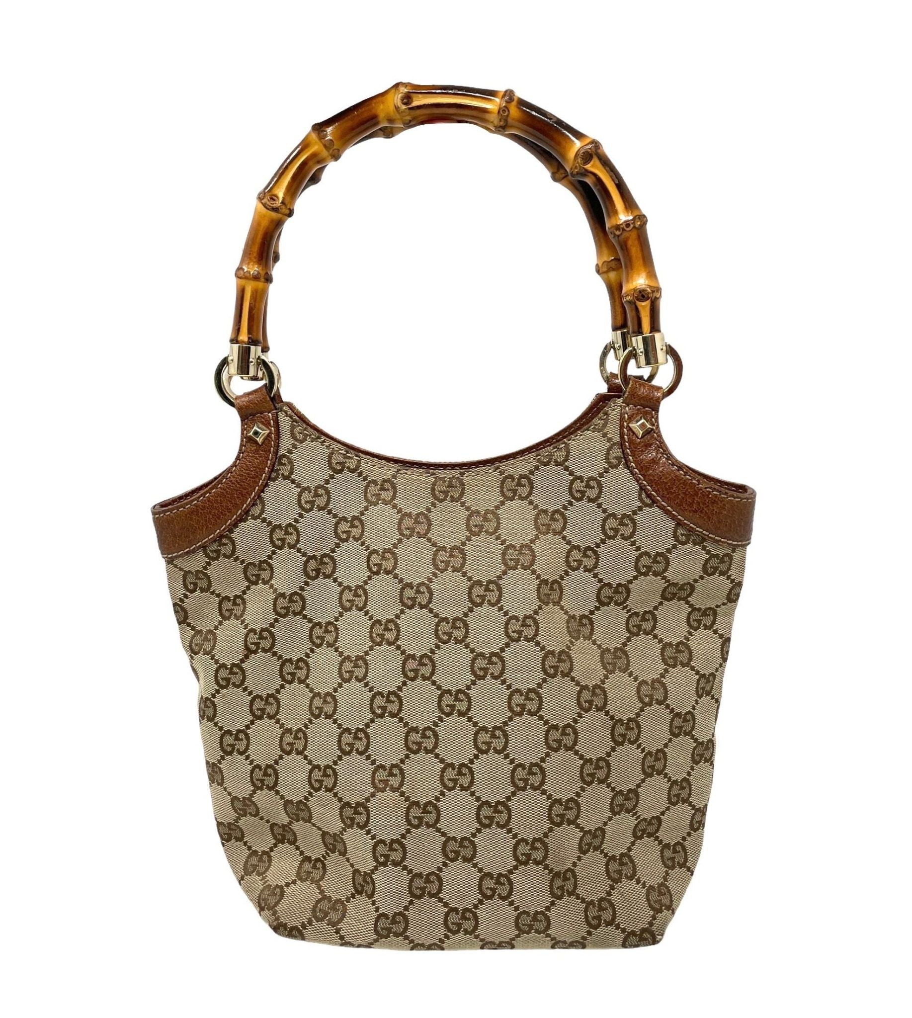 Gucci Brown Monogram Bamboo Shoulder Bag - Image 3