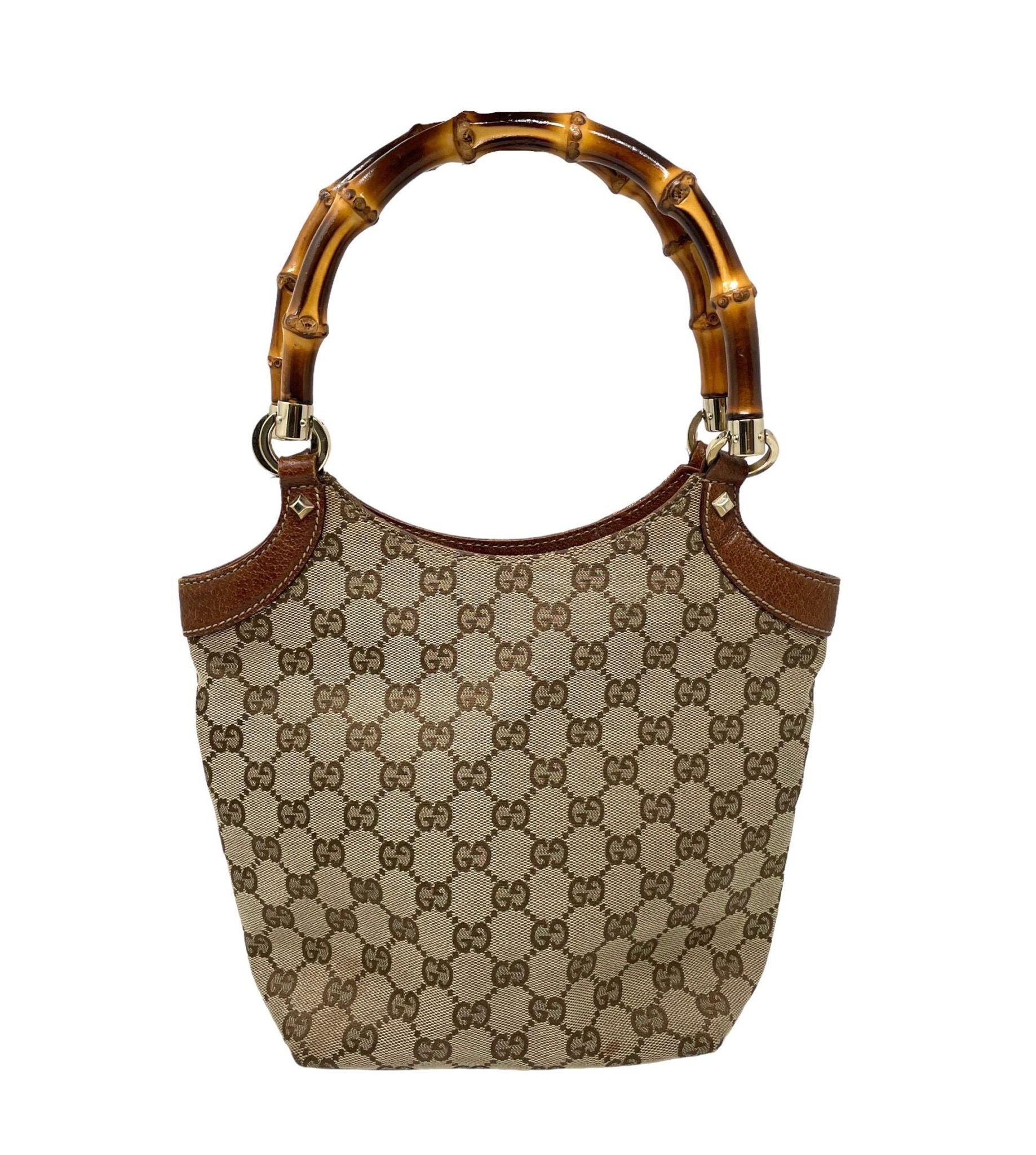 Gucci Brown Monogram Bamboo Shoulder Bag - Image 4