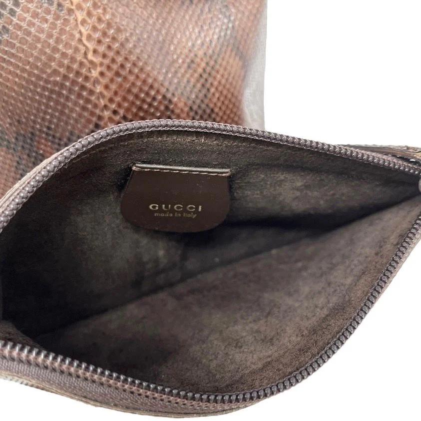 Gucci Brown Snakeskin Bamboo Shoulder Bag - Image 4