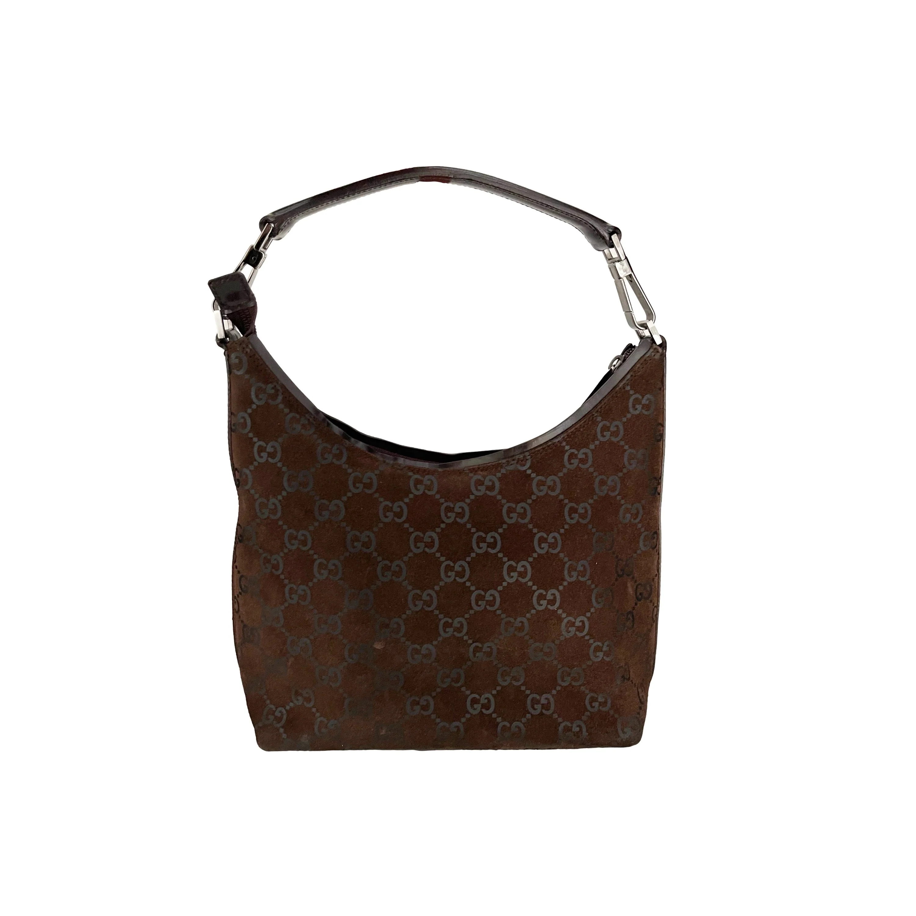Gucci Brown Suede Monogram Shoulder Bag - Image 2