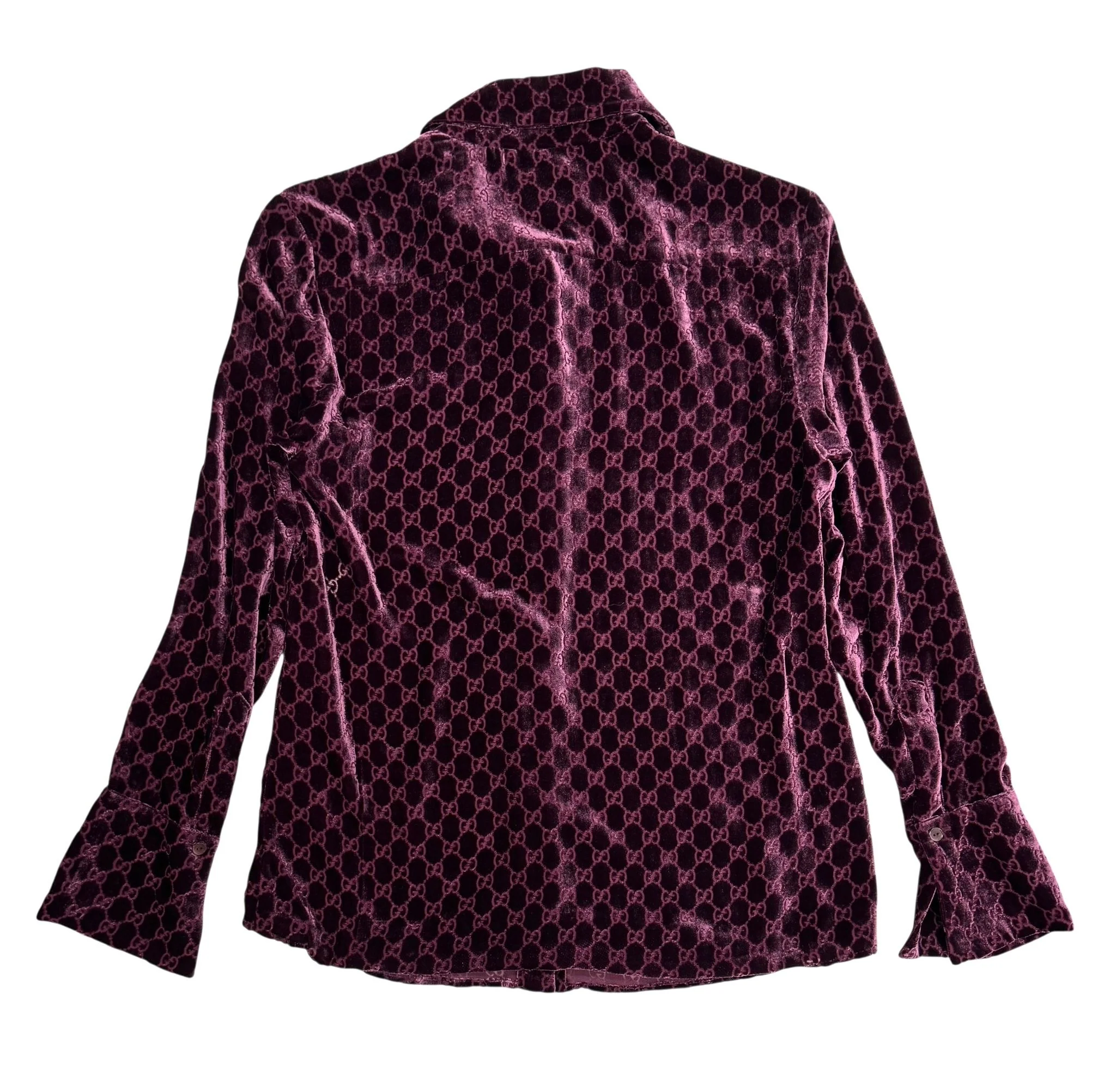 Gucci Burgundy Velour Button Down - Image 2