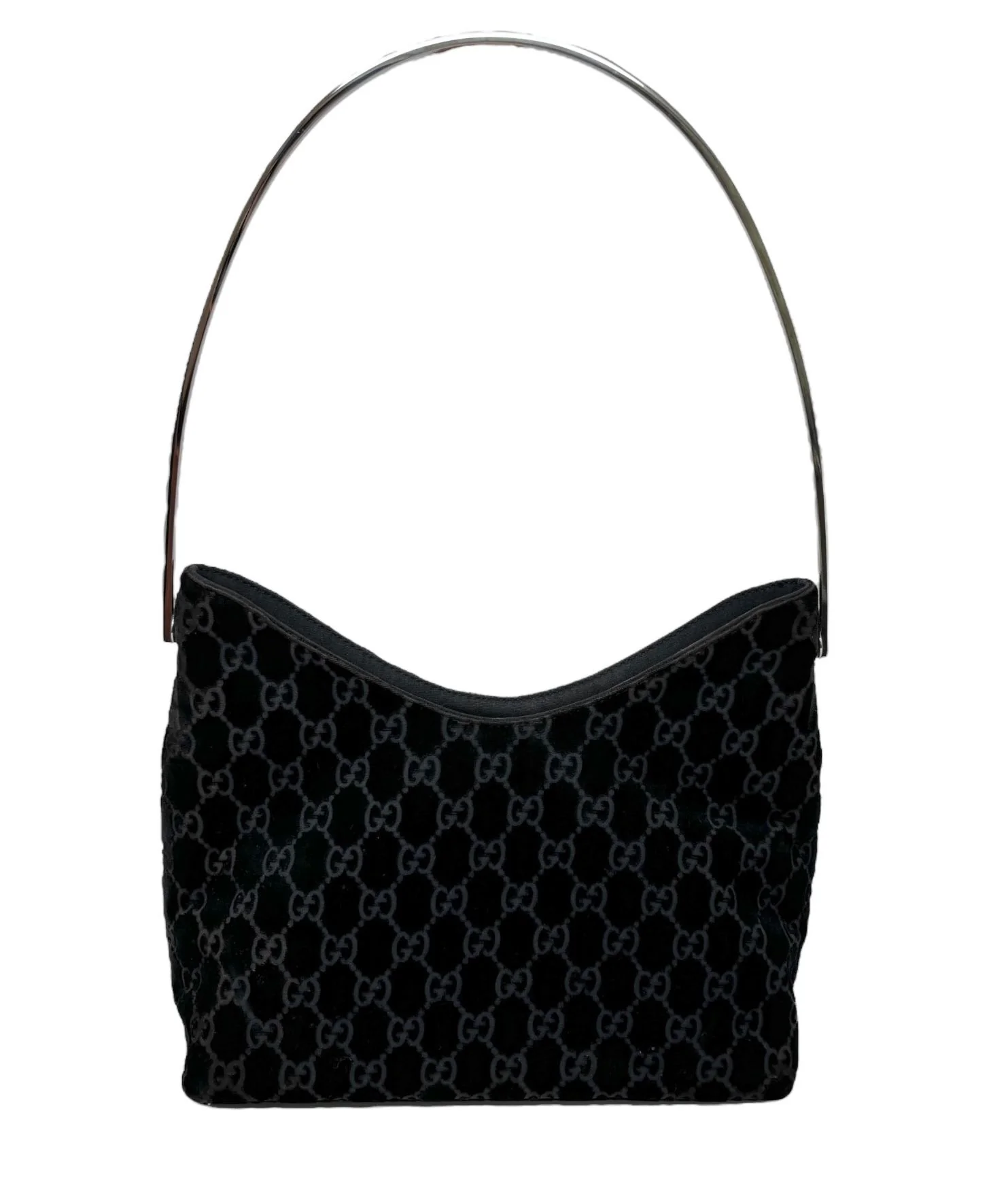 Gucci Dark Navy Velvet Logo Shoulder Bag - Image 2