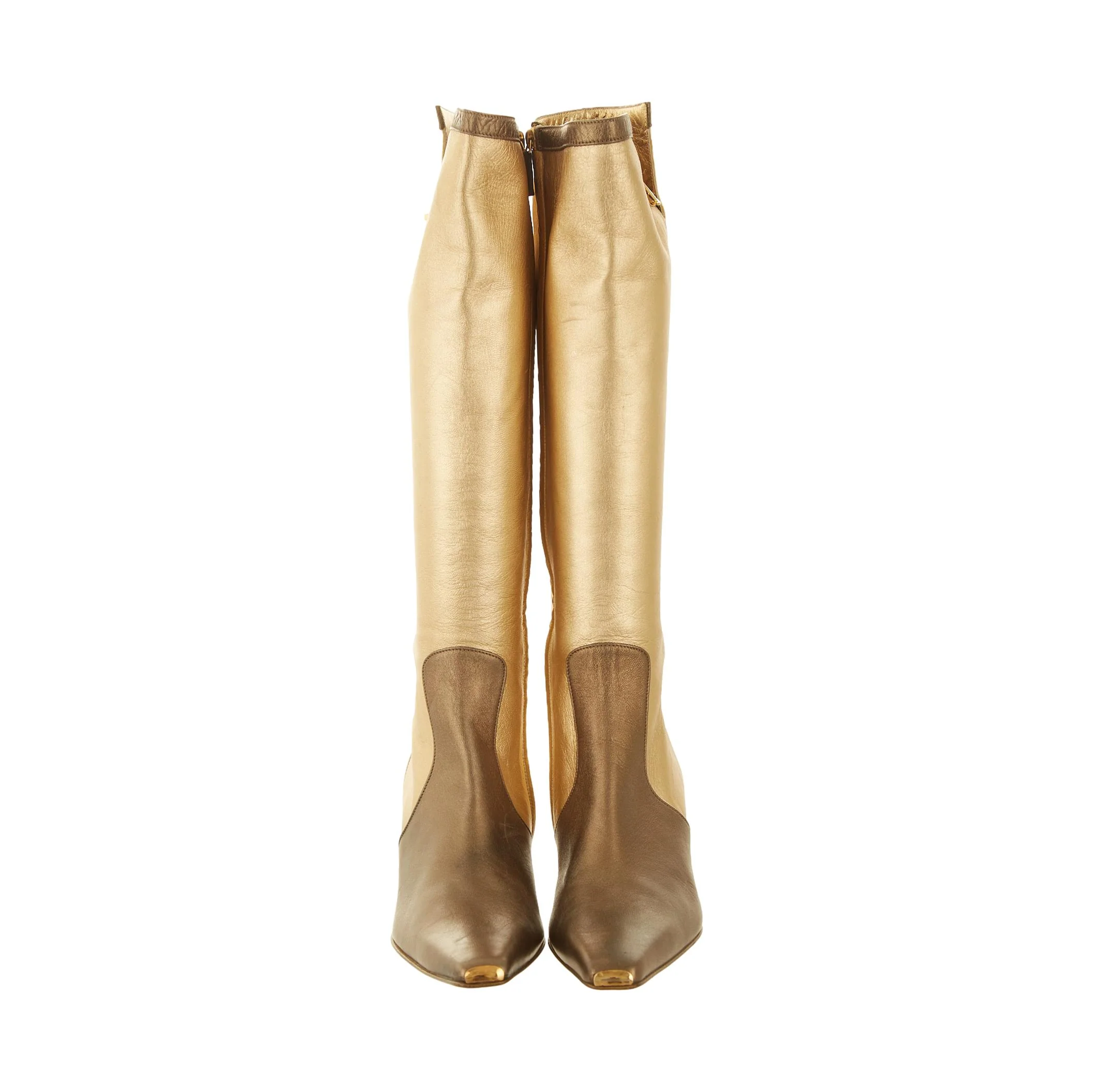 Gucci Gold Knee High Boots - Image 2