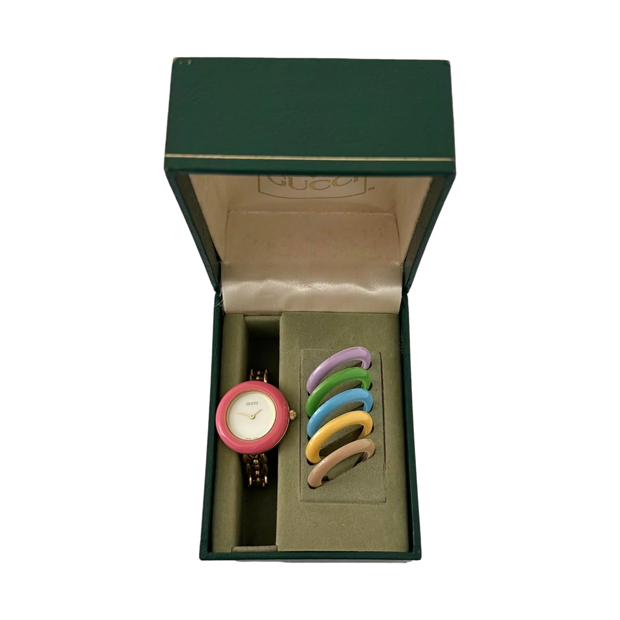 Gucci Gold Interchangeable Pastel Bezel Watch - Image 2