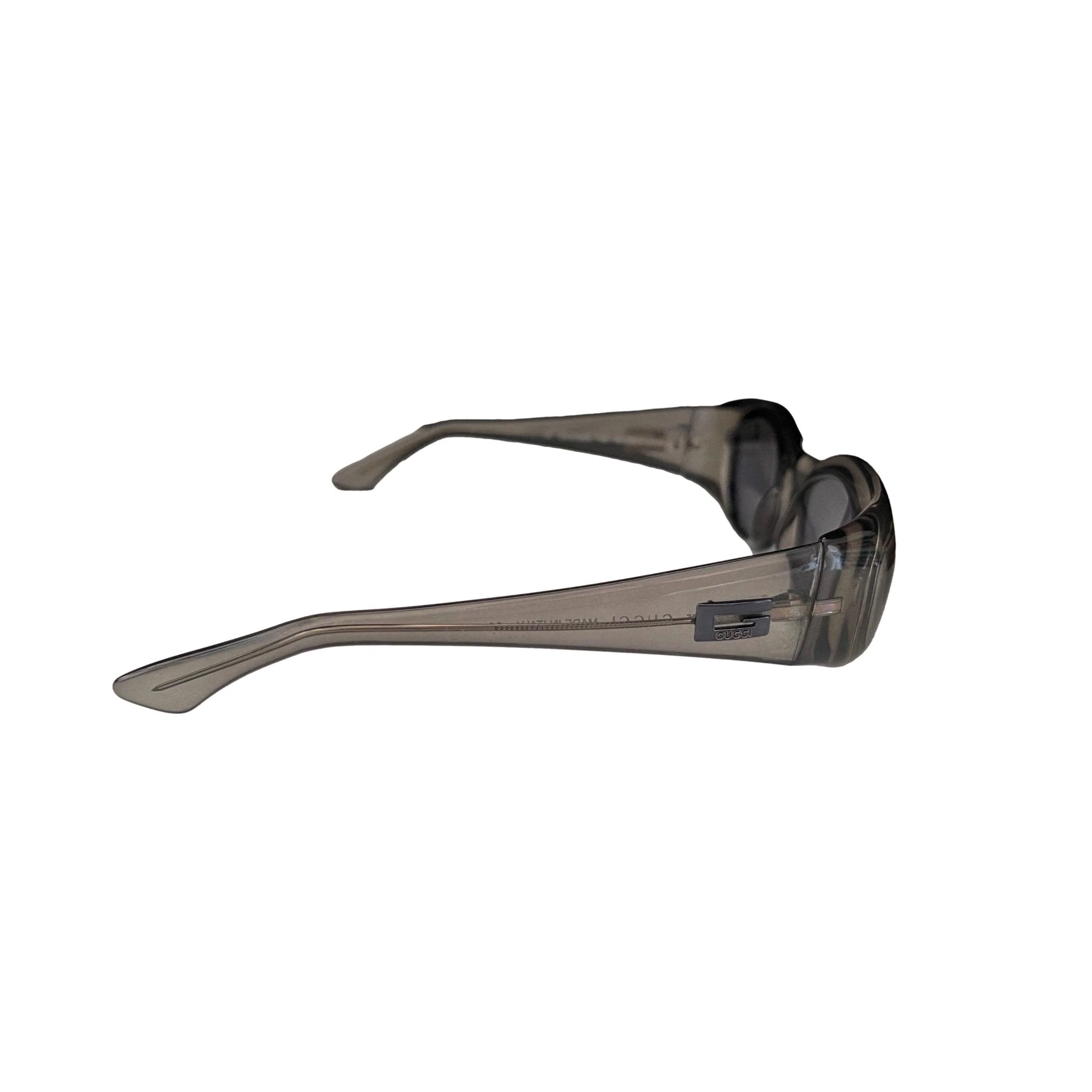 Gucci Grey Translucent Oval Sunglasses - Image 3