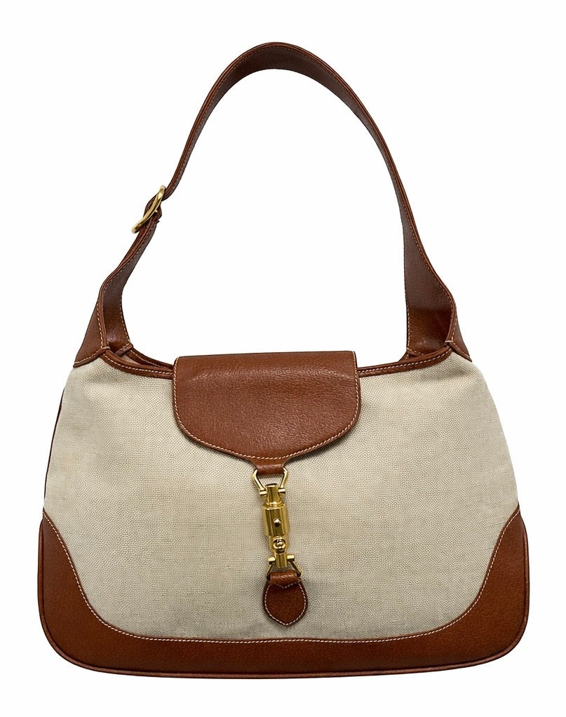 Gucci Large Canvas + Leather 2-Way Jackie Bag