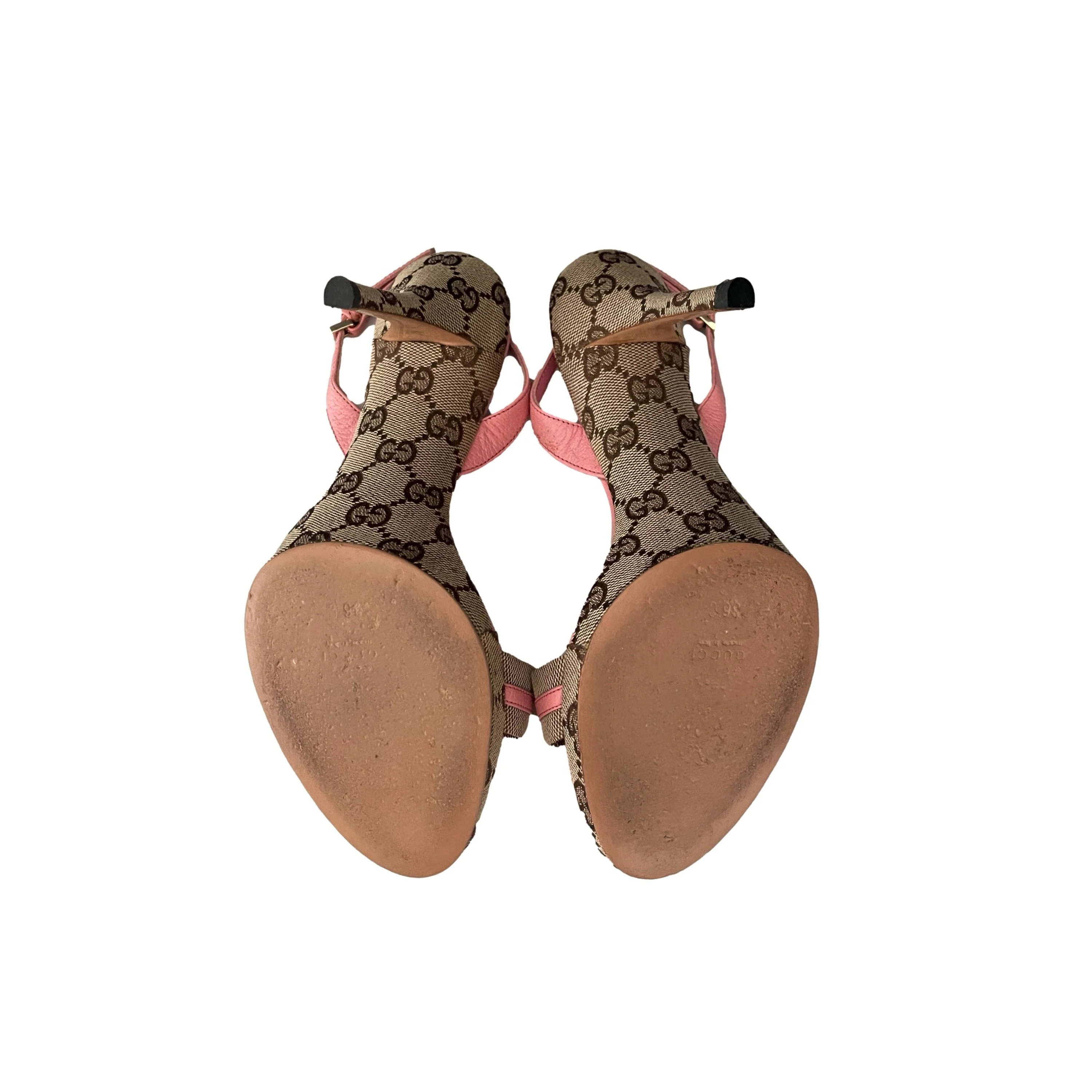Gucci Pink Monogram Heels - Image 3