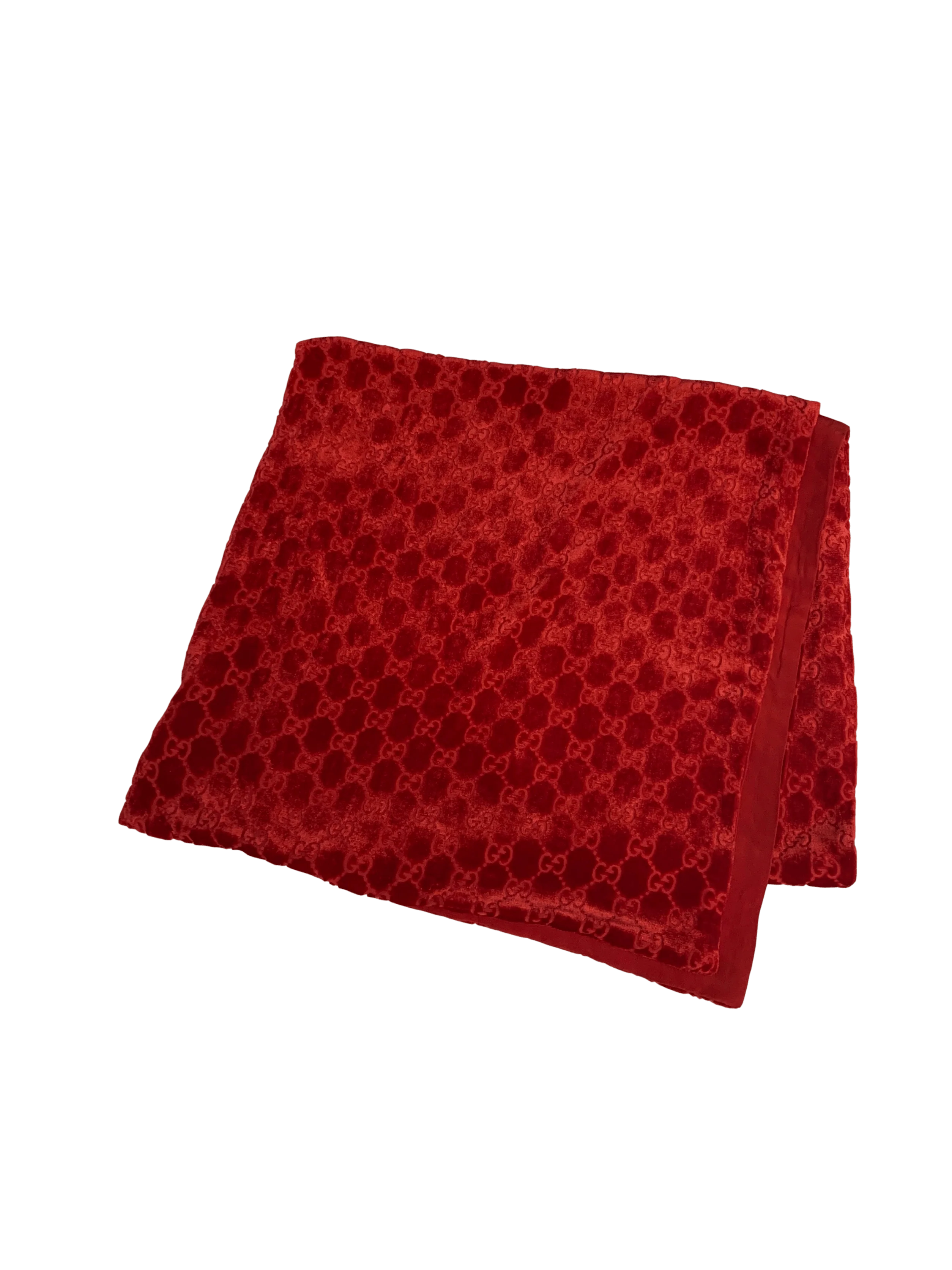 Gucci Red Logo Velour Scarf - Image 2