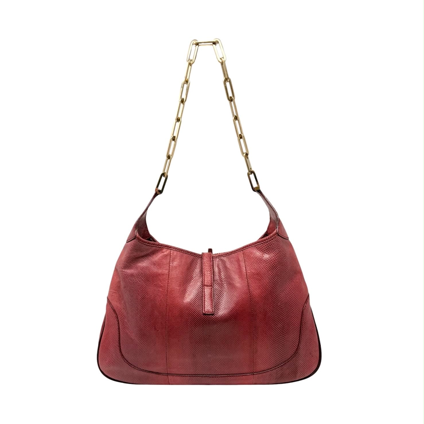 Gucci Red Snakeskin Chain Shoulder Bag - Image 2