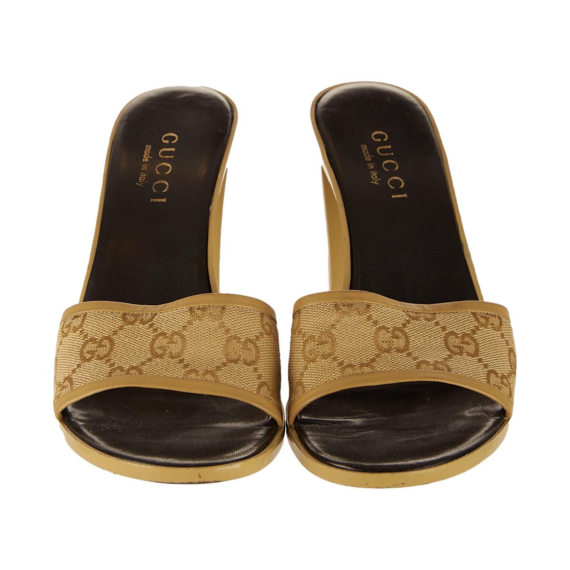 Gucci Tan Logo Heels - Image 2