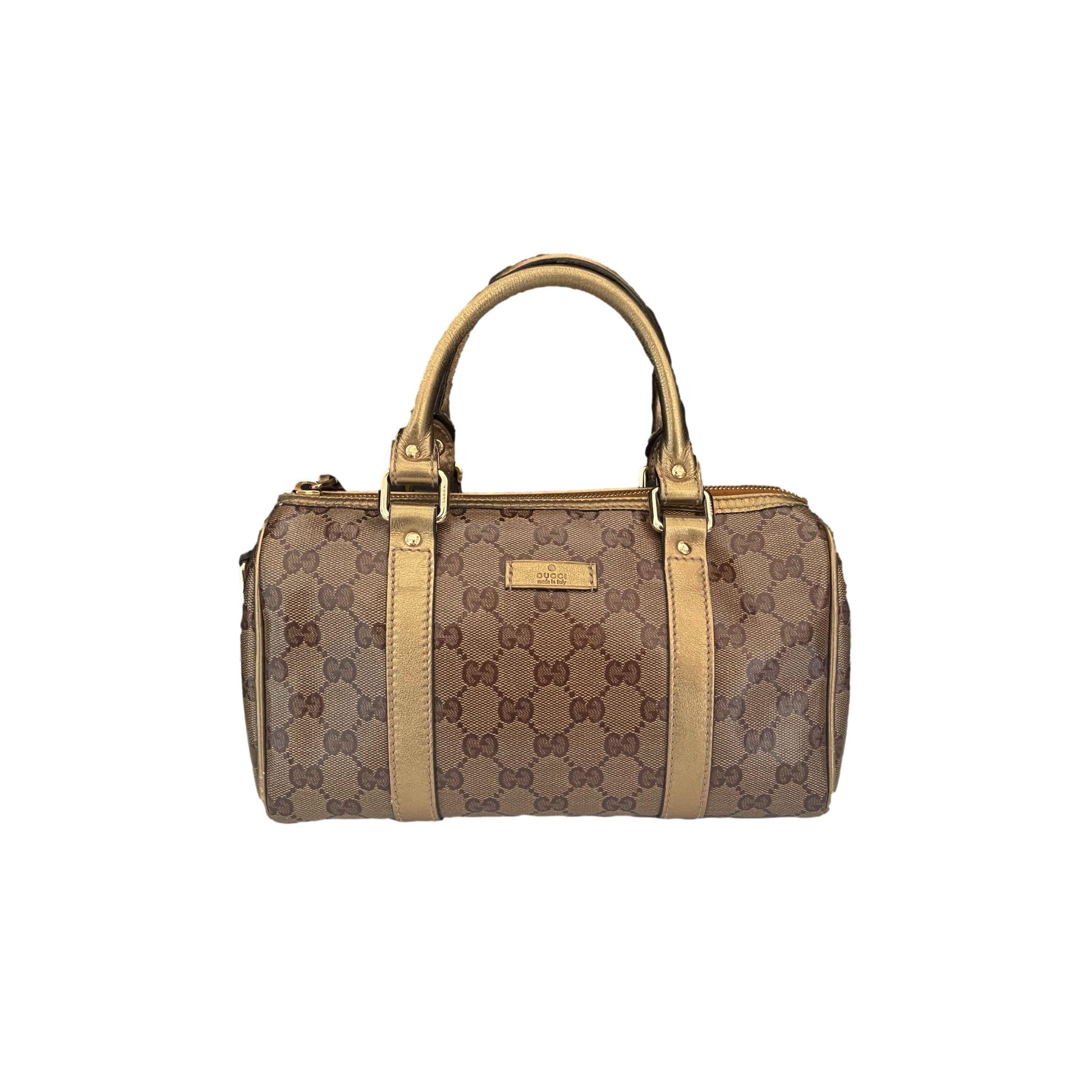 Gucci Tan Monogram Coated Canvas Boston Bag