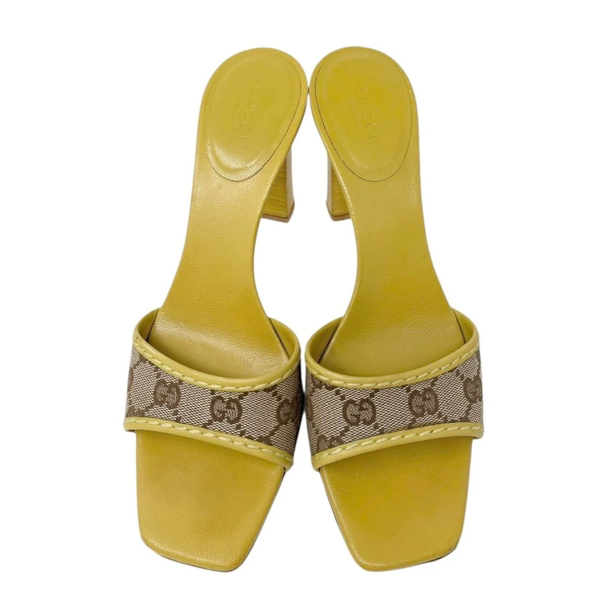 Gucci Yellow Logo Heels - Image 3
