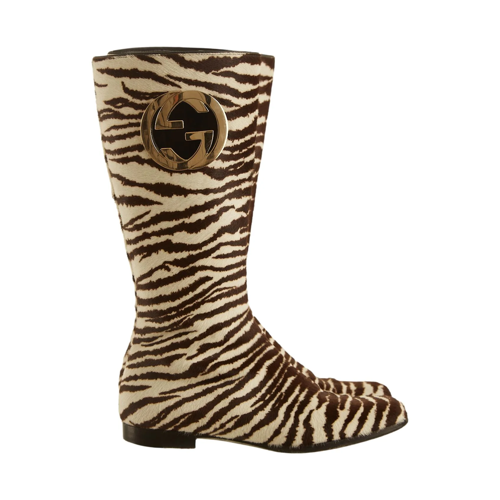 Gucci Zebra Print Logo Cut Out Boots
