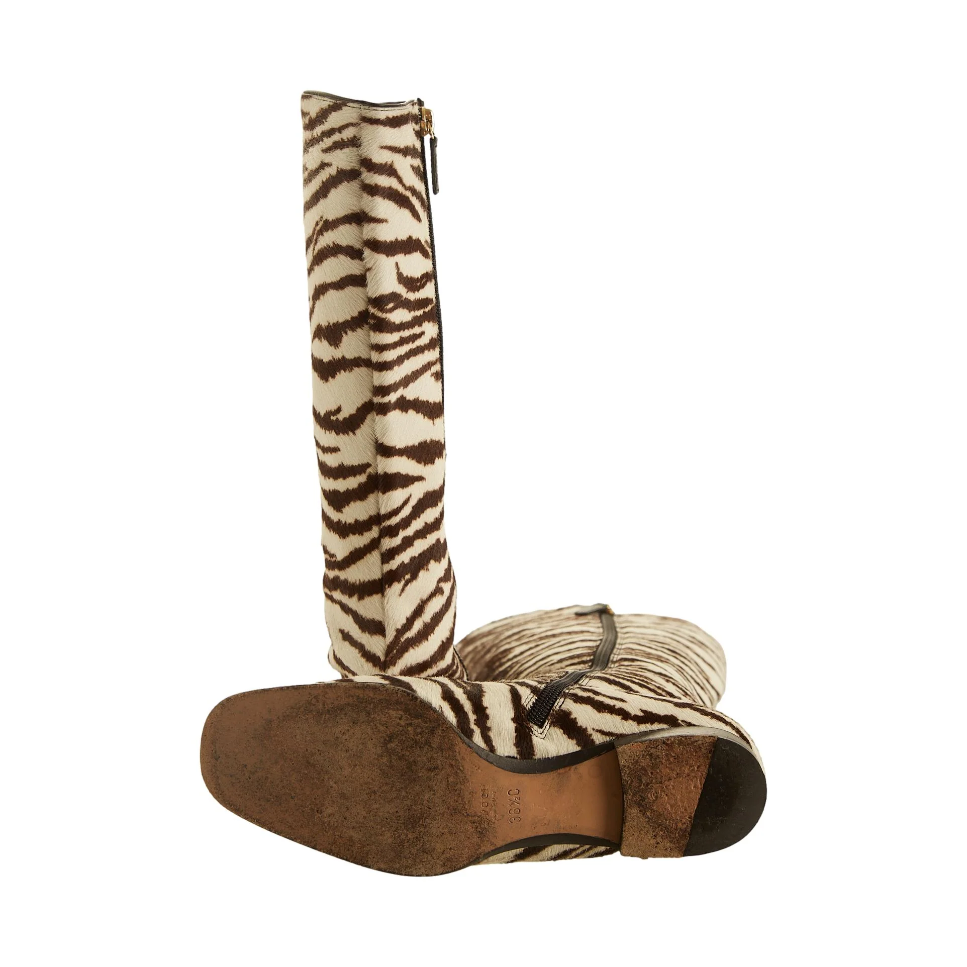 Gucci Zebra Print Logo Cut Out Boots - Image 3