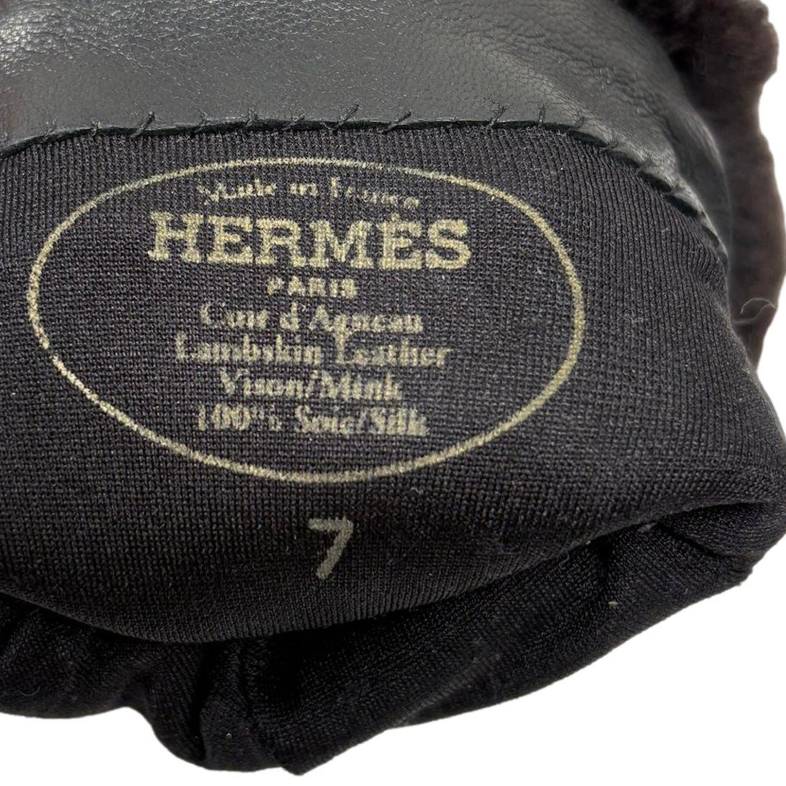 Hermes Black Kelly Mink Gloves - Image 3