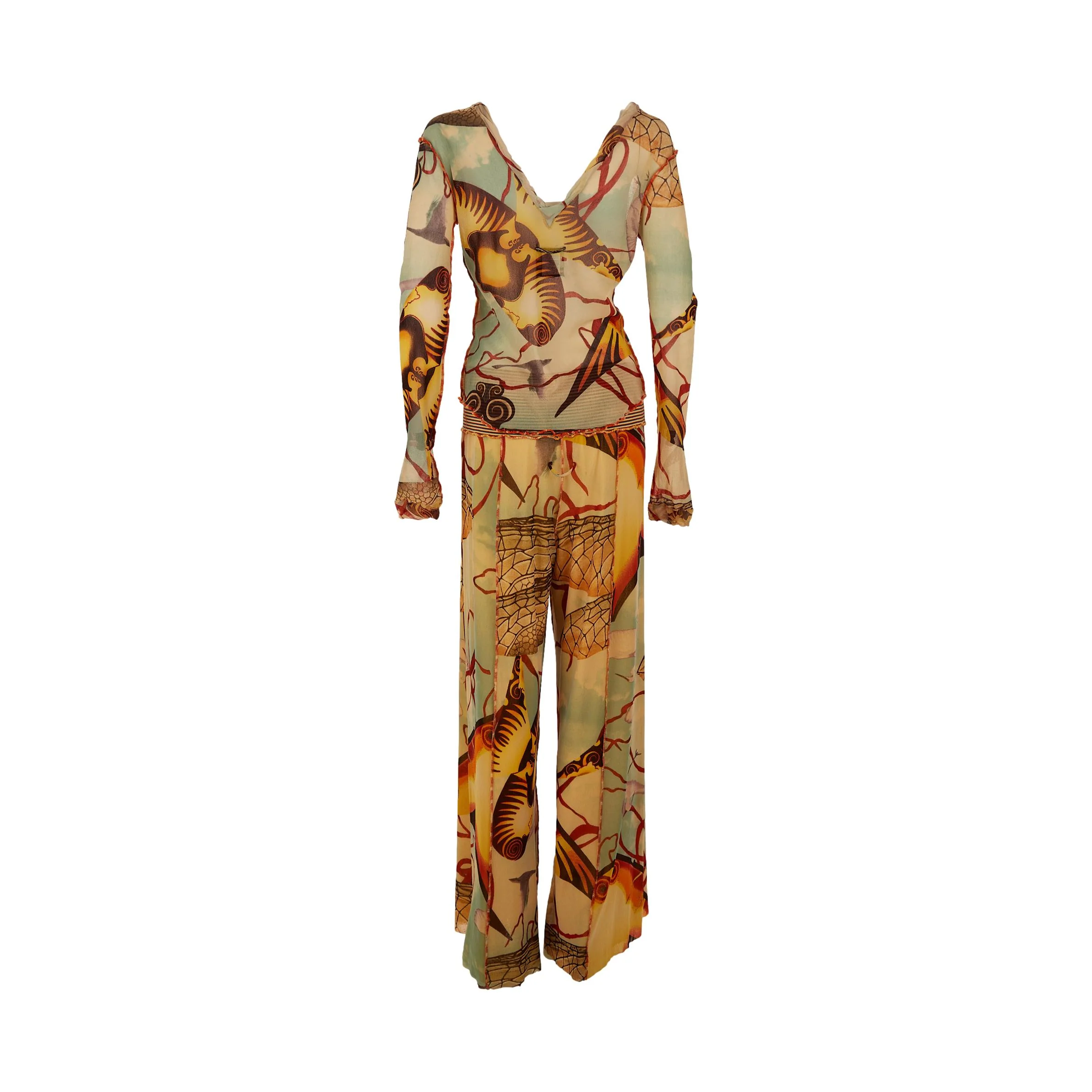 Jean Paul Gaultier Orange Print Pant Set - Image 2