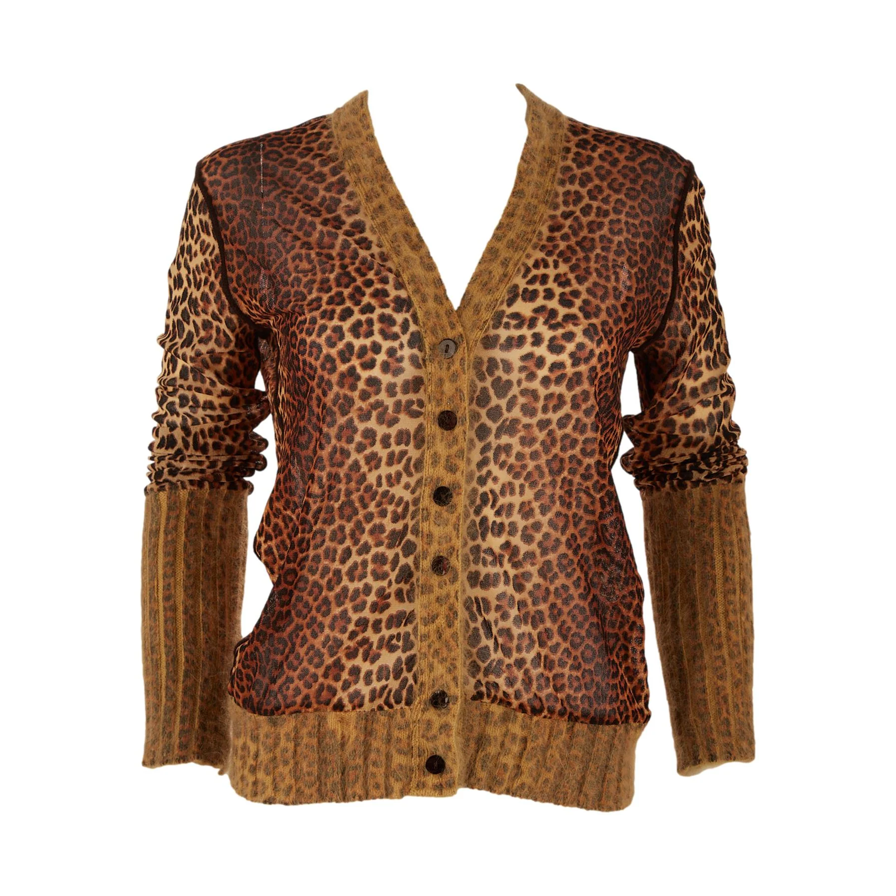 Jean Paul Gaultier Cheetah Print Sheer Cardigan