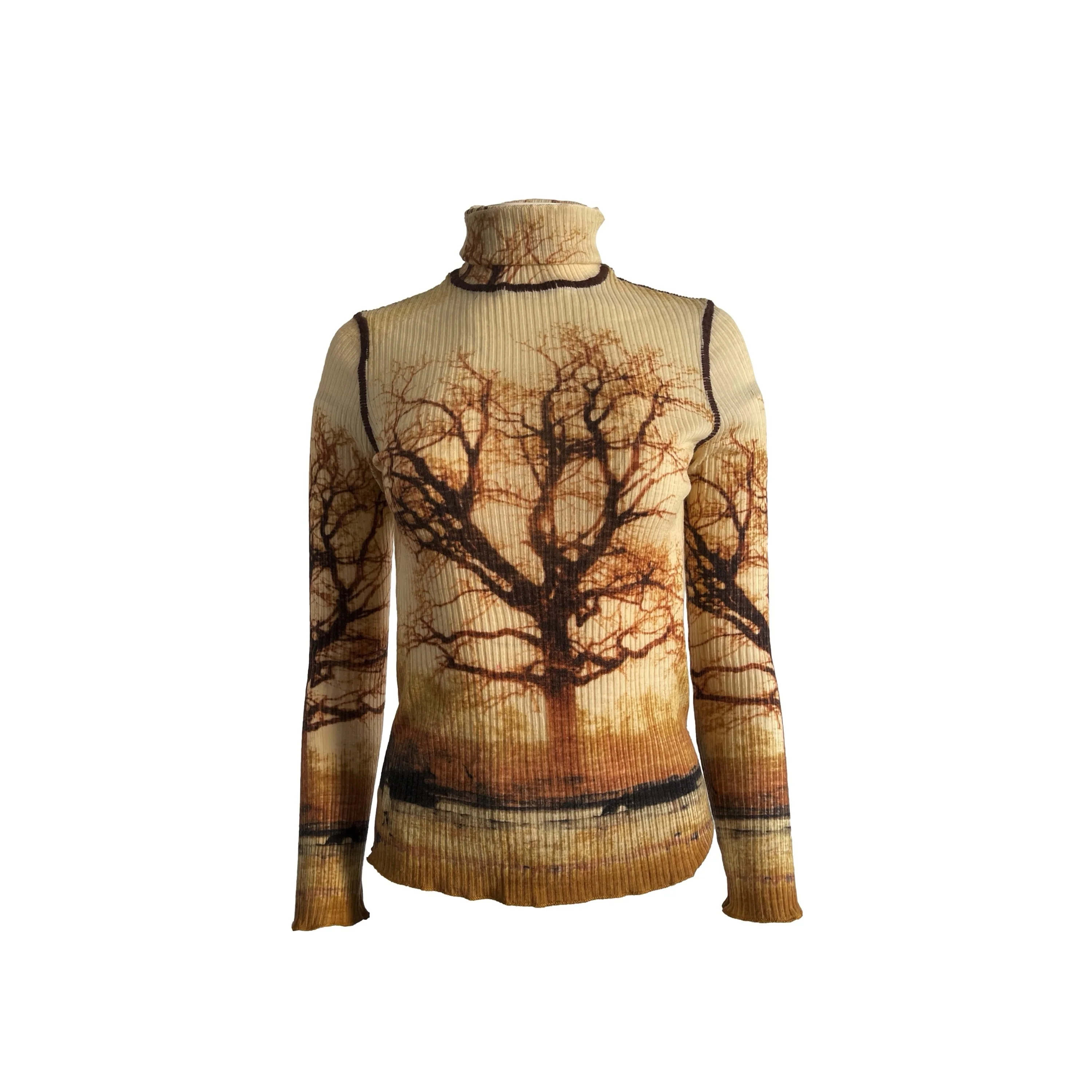 Jean Paul Gaultier Tree Print Ribbed Turtleneck