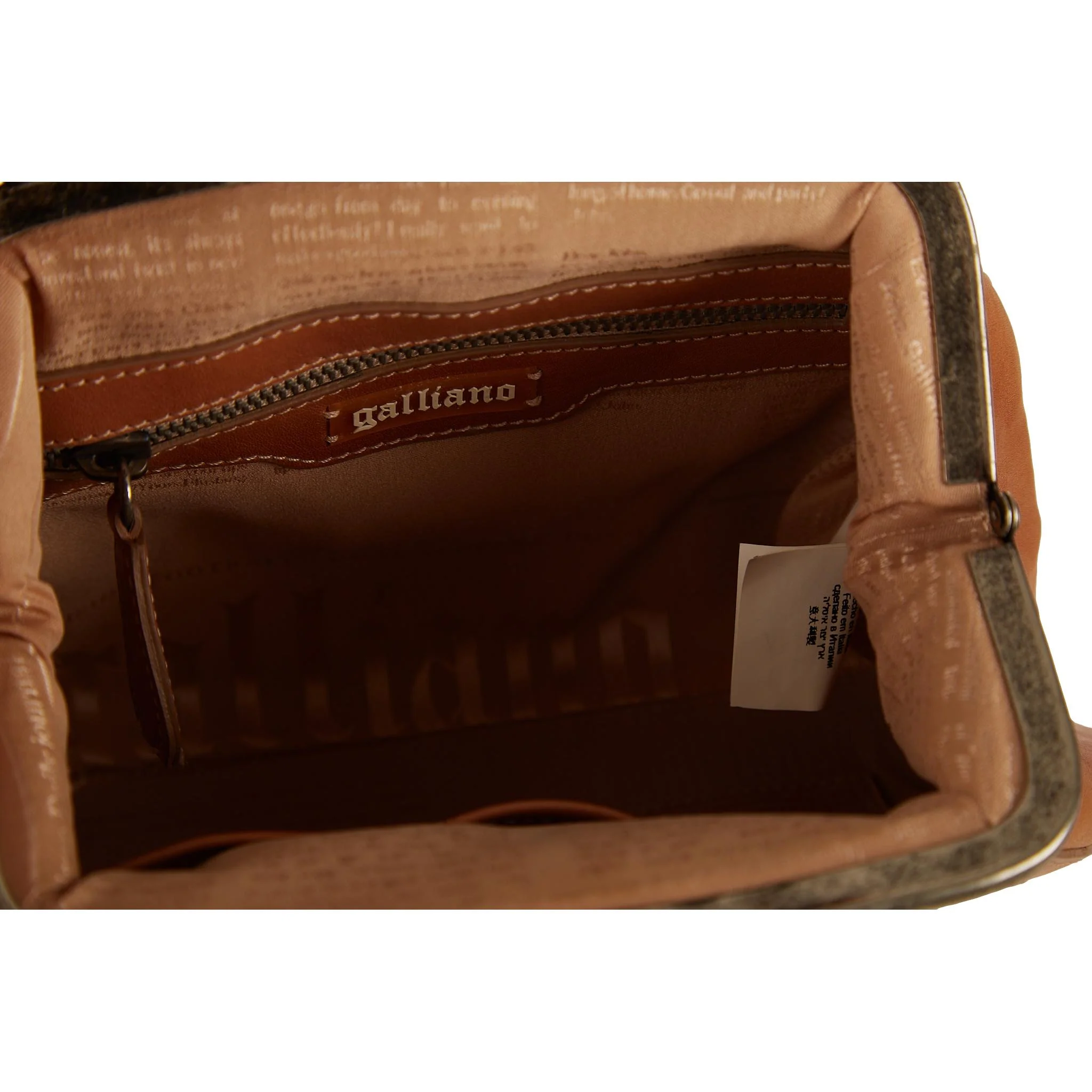 Galliano Brown Print Kiss Lock Bag - Image 4