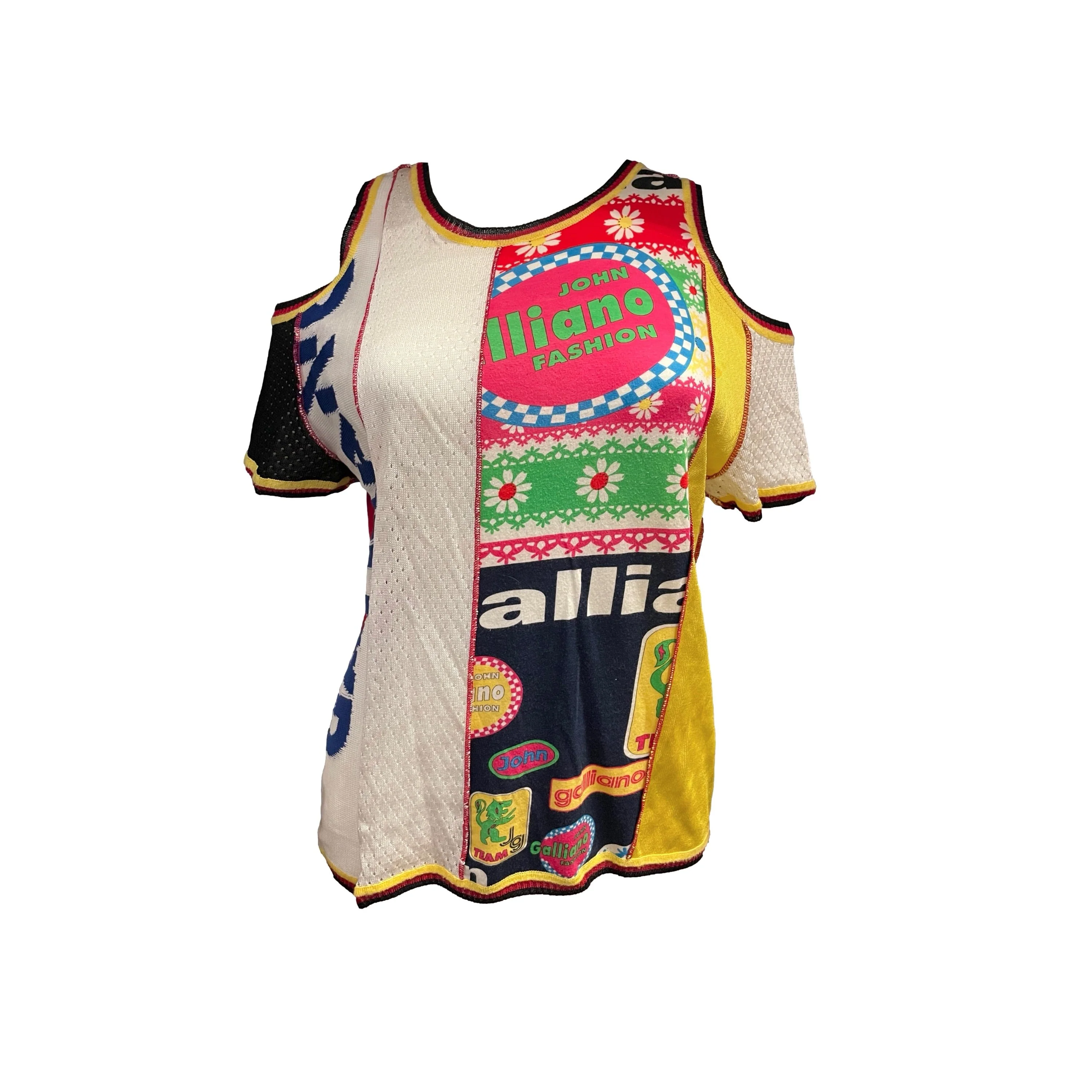 Galliano Multicolor Mixed Media Top