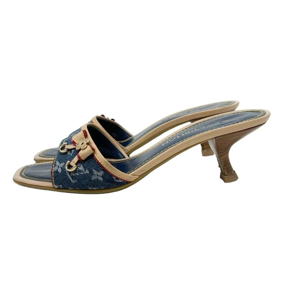 Louis Vuitton Blue Denim Kitten Heels - Image 2