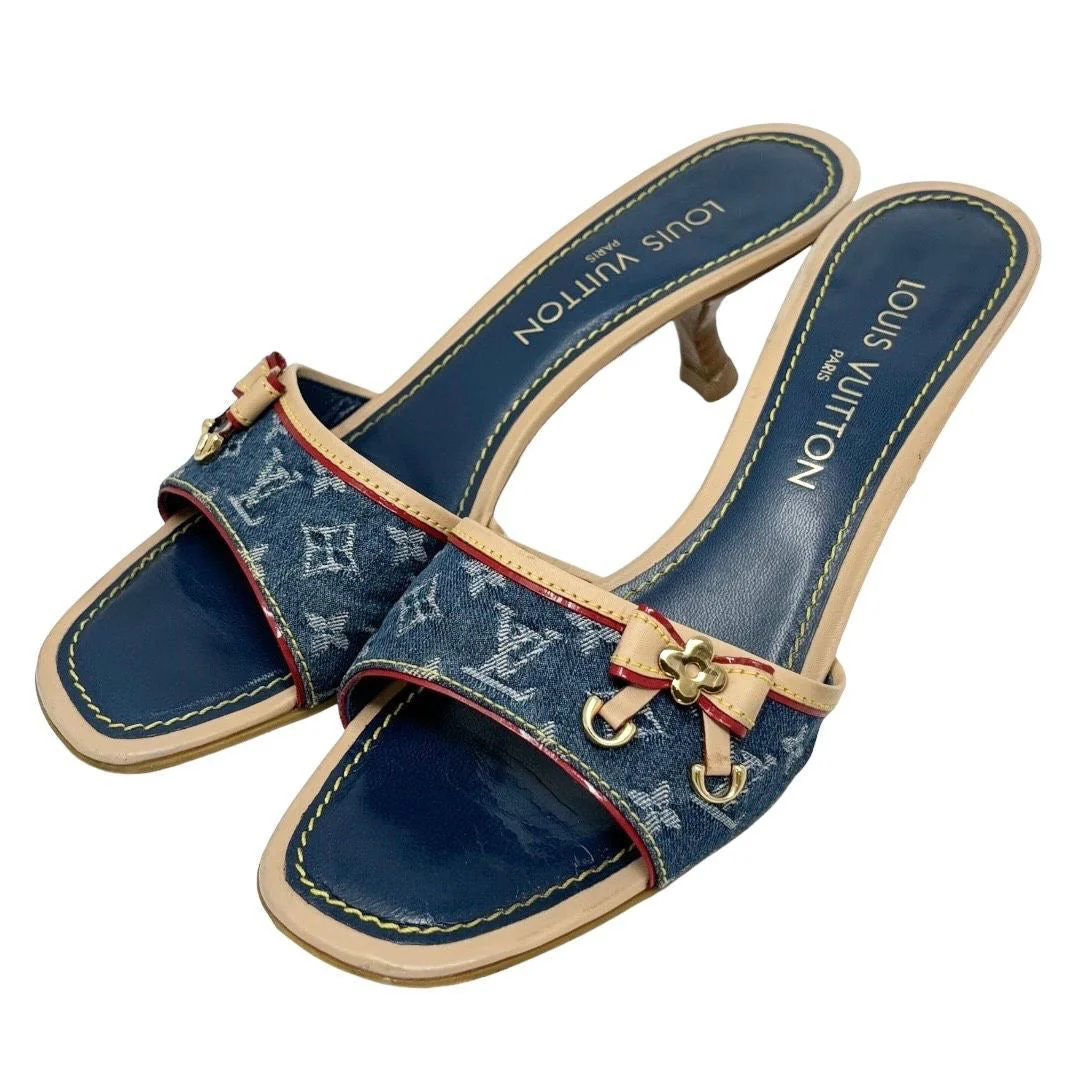 Louis Vuitton Blue Denim Kitten Heels - Image 3