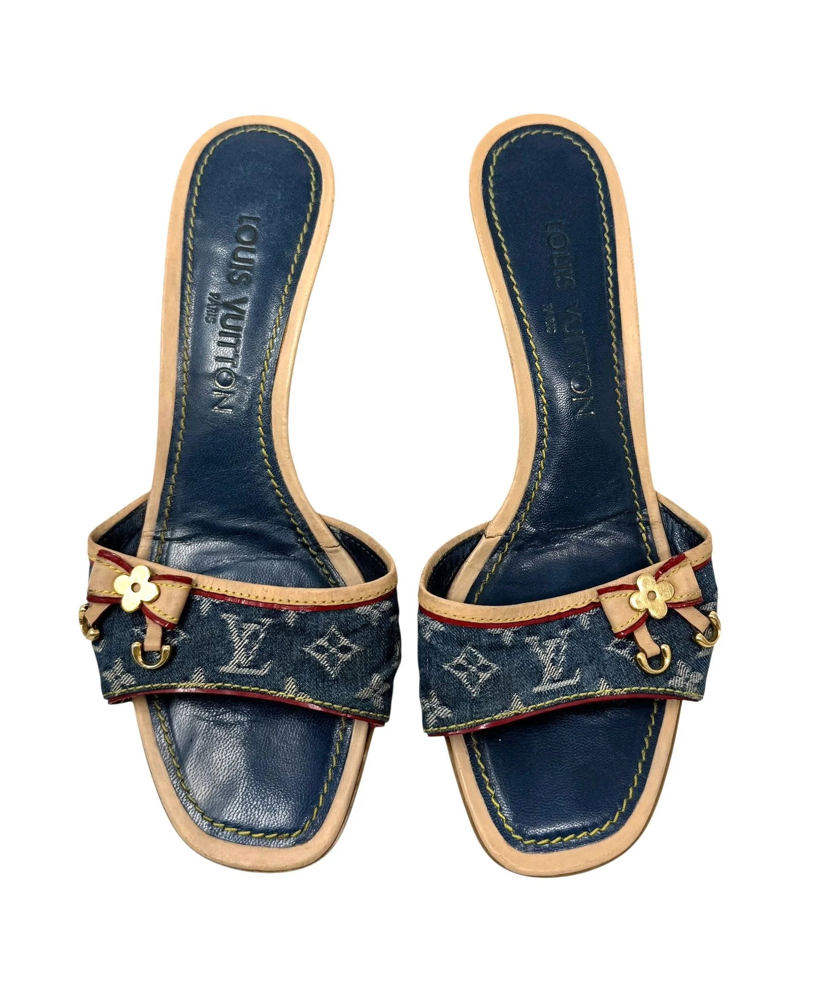 Louis Vuitton Blue Denim Kitten Heels