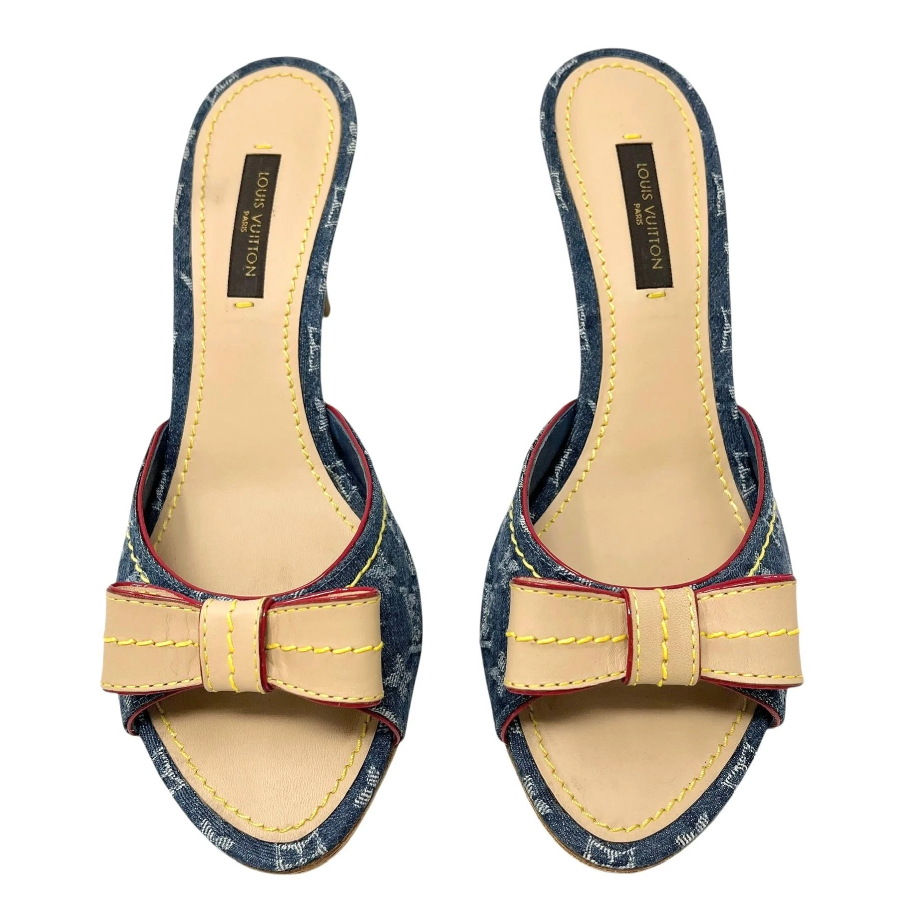 Louis Vuitton Blue Denim Kitten Heels