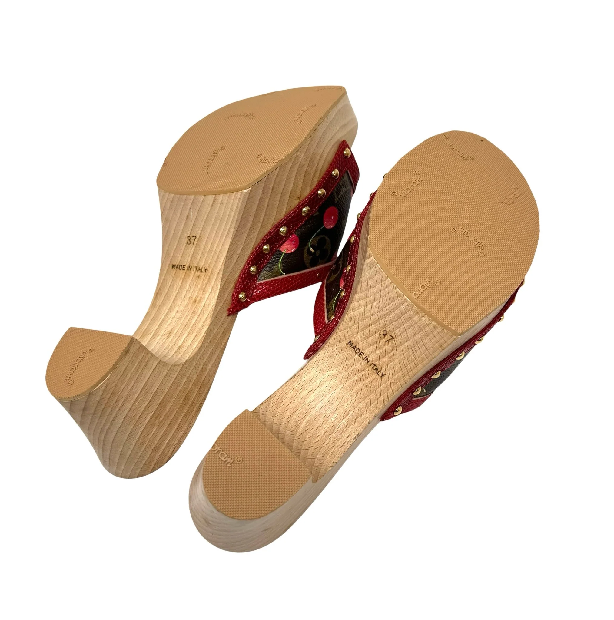 Louis Vuitton Cherry Wood Platform Heels - Image 4