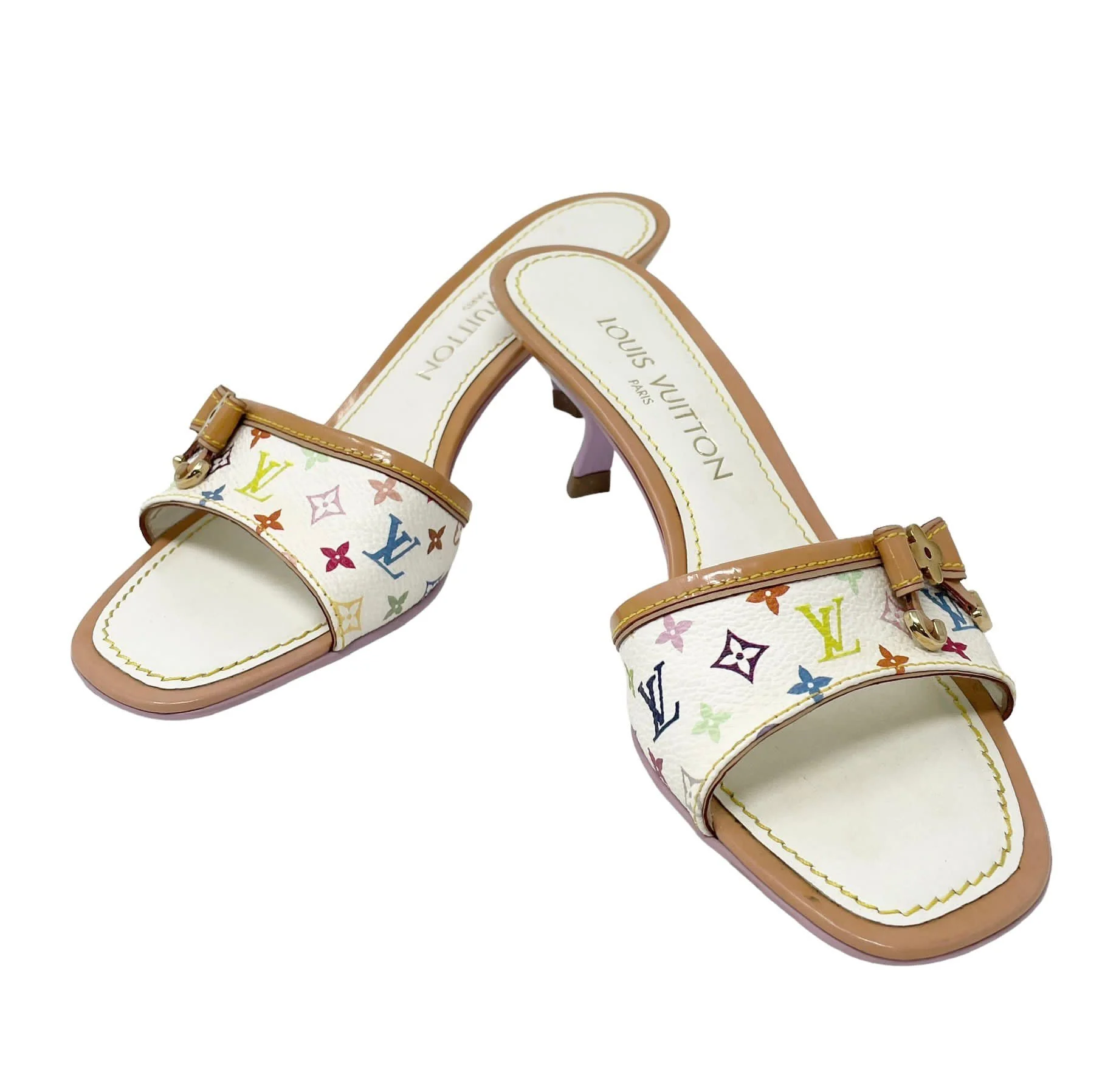 Louis Vuitton Multicolor Monogram  Kitten Heels - Image 3