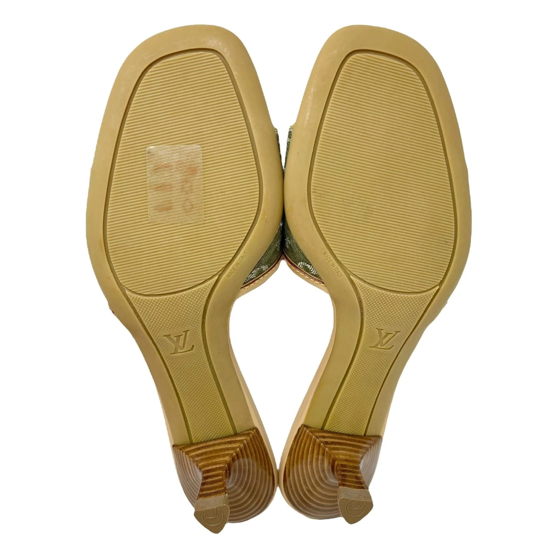 Louis Vuitton Olive Denim Kitten Heels - Image 4