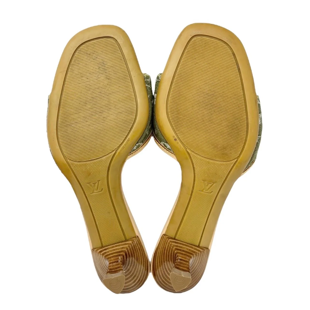 Louis Vuitton Olive Denim Kitten Heels - Image 4