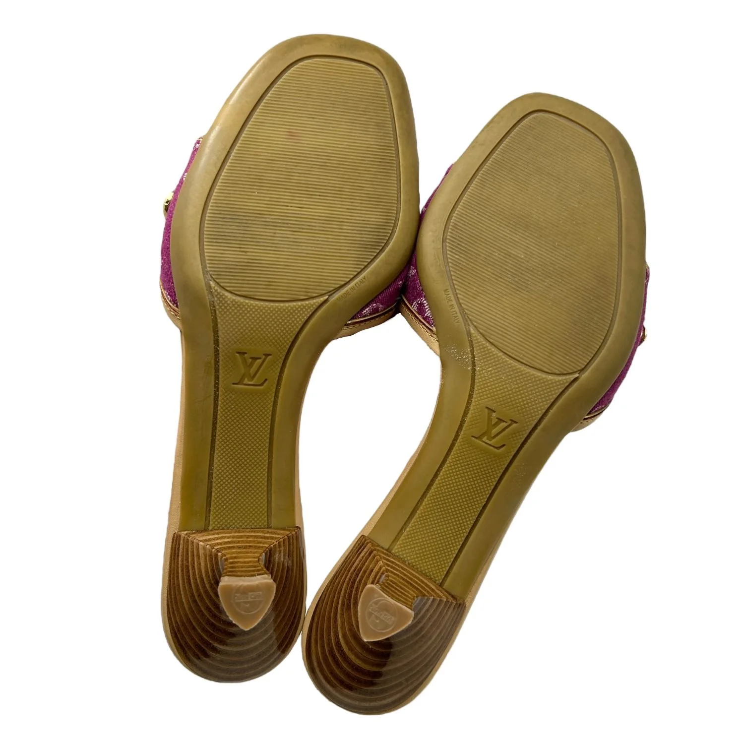 Louis Vuitton Pink Denim Monogram Kitten Heels - Image 3
