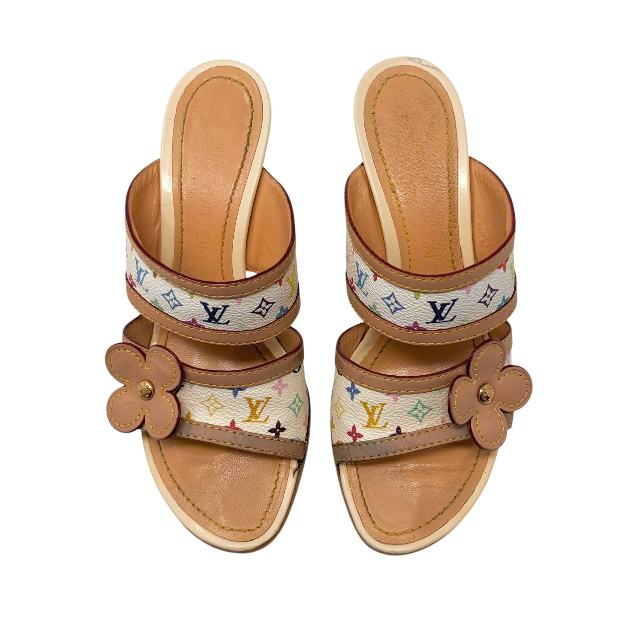 Louis Vuitton White Multicolor Heels - Image 3