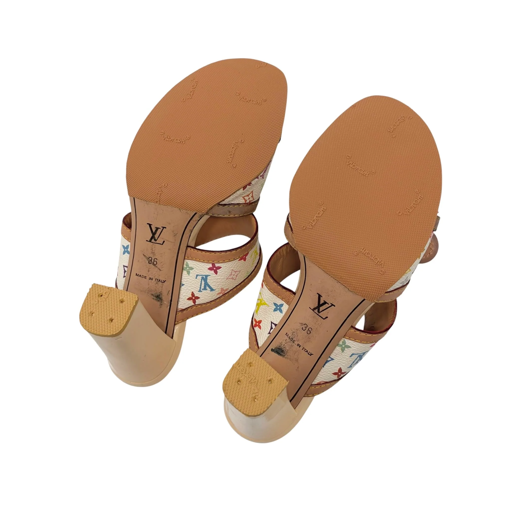 Louis Vuitton White Multicolor Heels - Image 4
