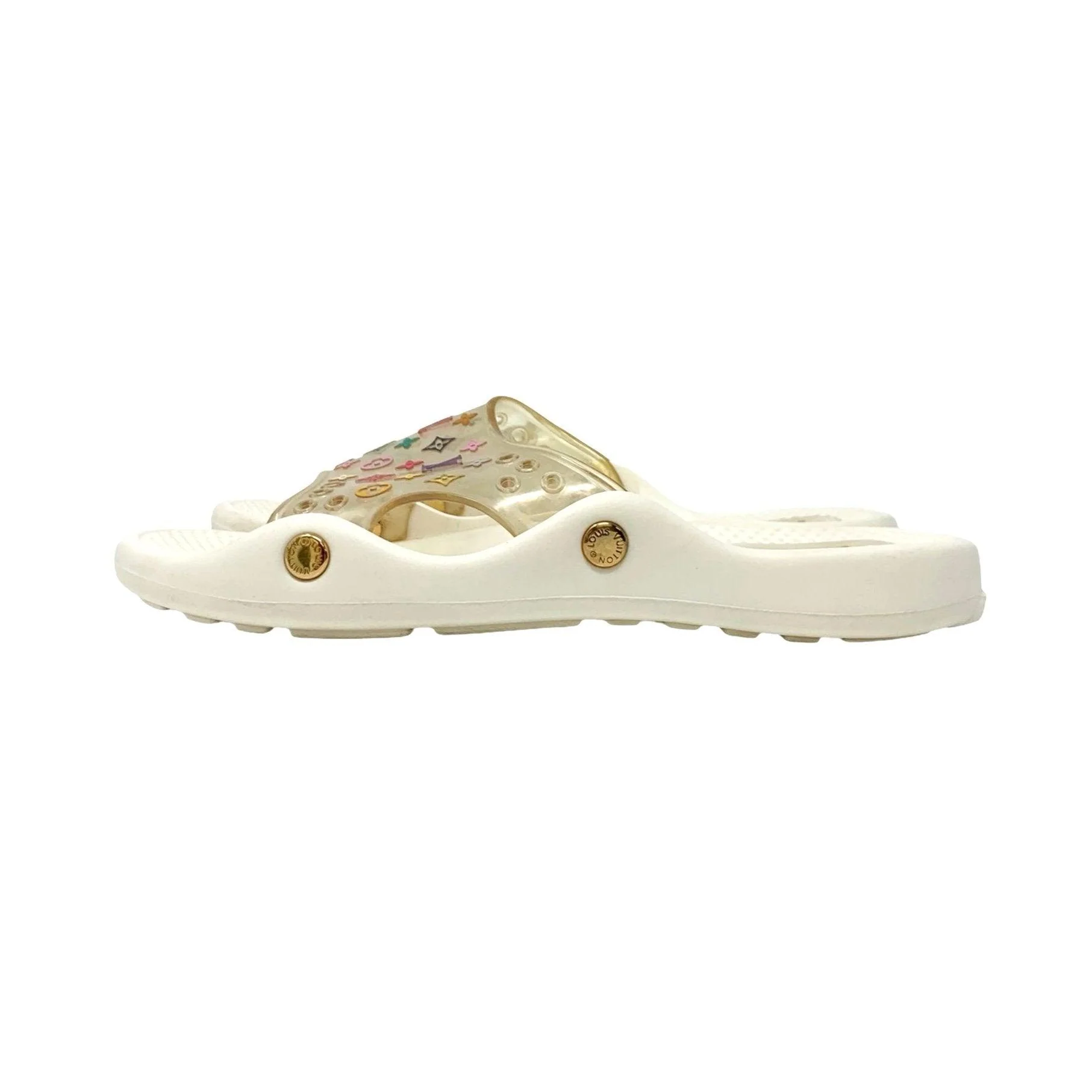 Louis Vuitton White Multicolor Monogram Slides - Image 3