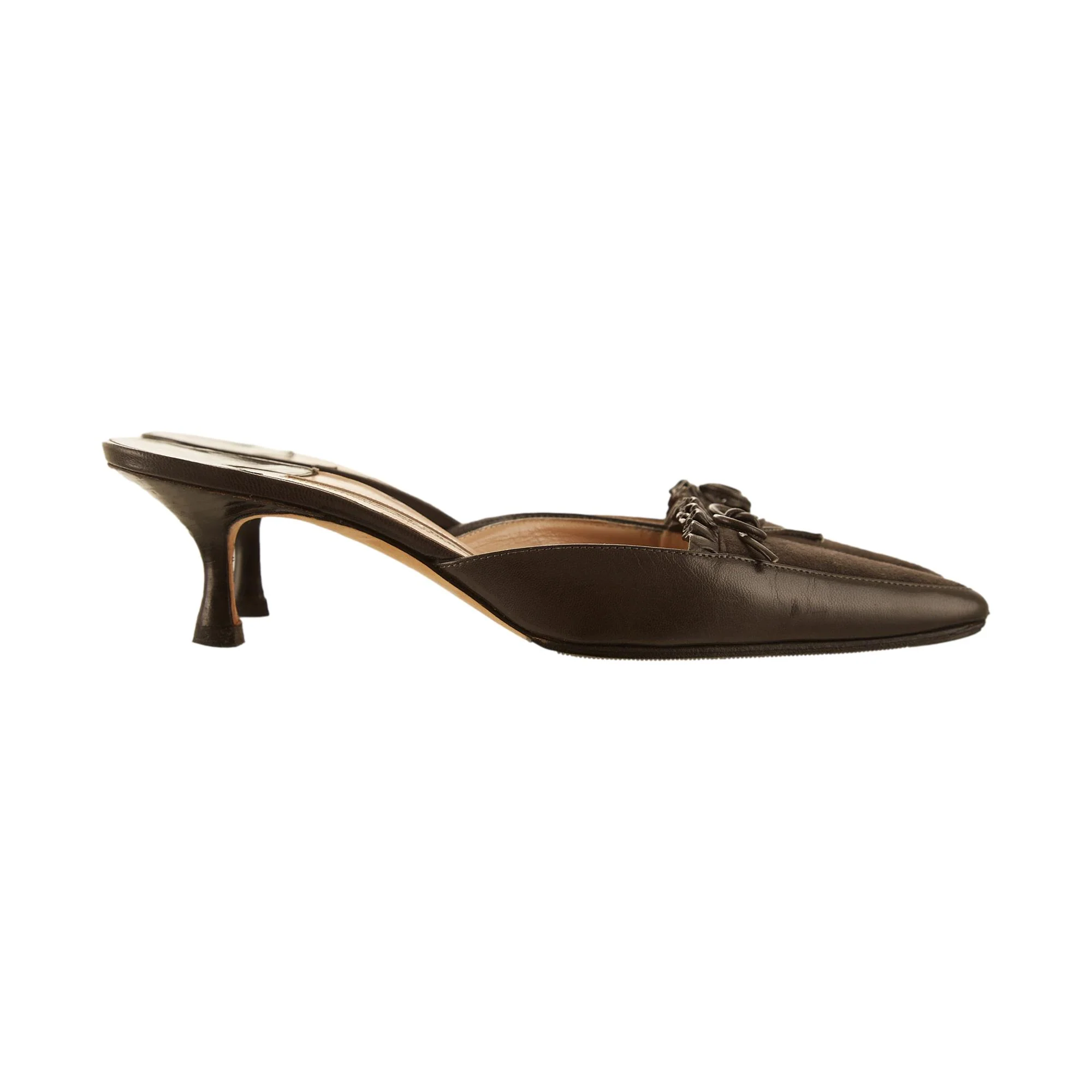 Manolo Blahnik Grey Bow Kitten Heels - Image 3
