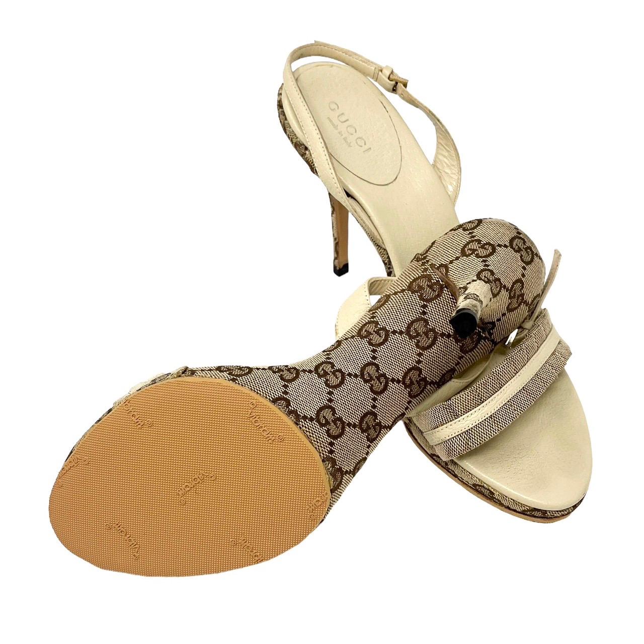 Gucci Tan Logo Heels - Image 2