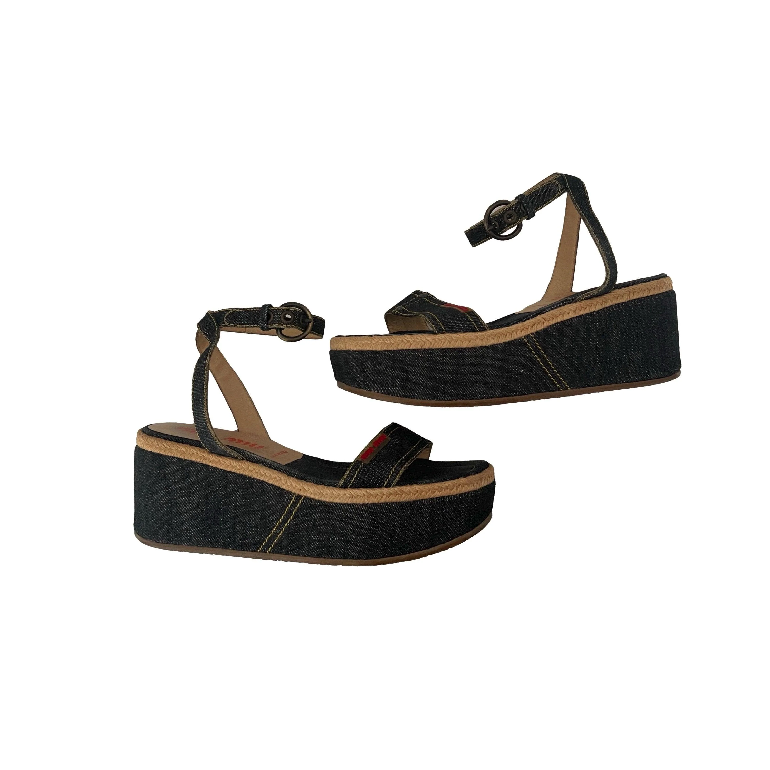 Miu Miu Denim Platform Espadrille - Image 2